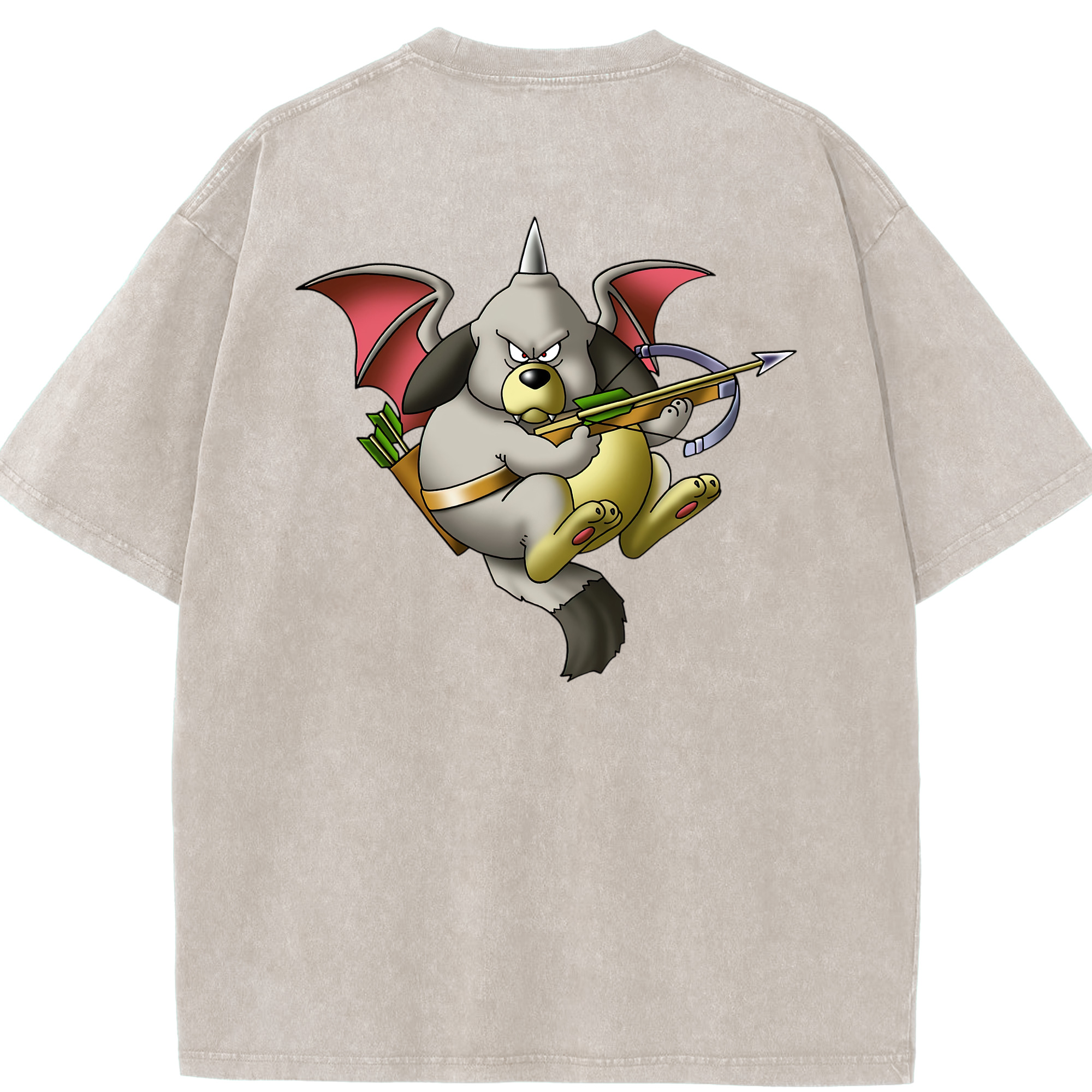 （画像用） ドラゴンクエスト Doragon Kuesuto Dragon Quest 綿100% ヴィンテージ風 半袖Tシャツ（背面プリント）