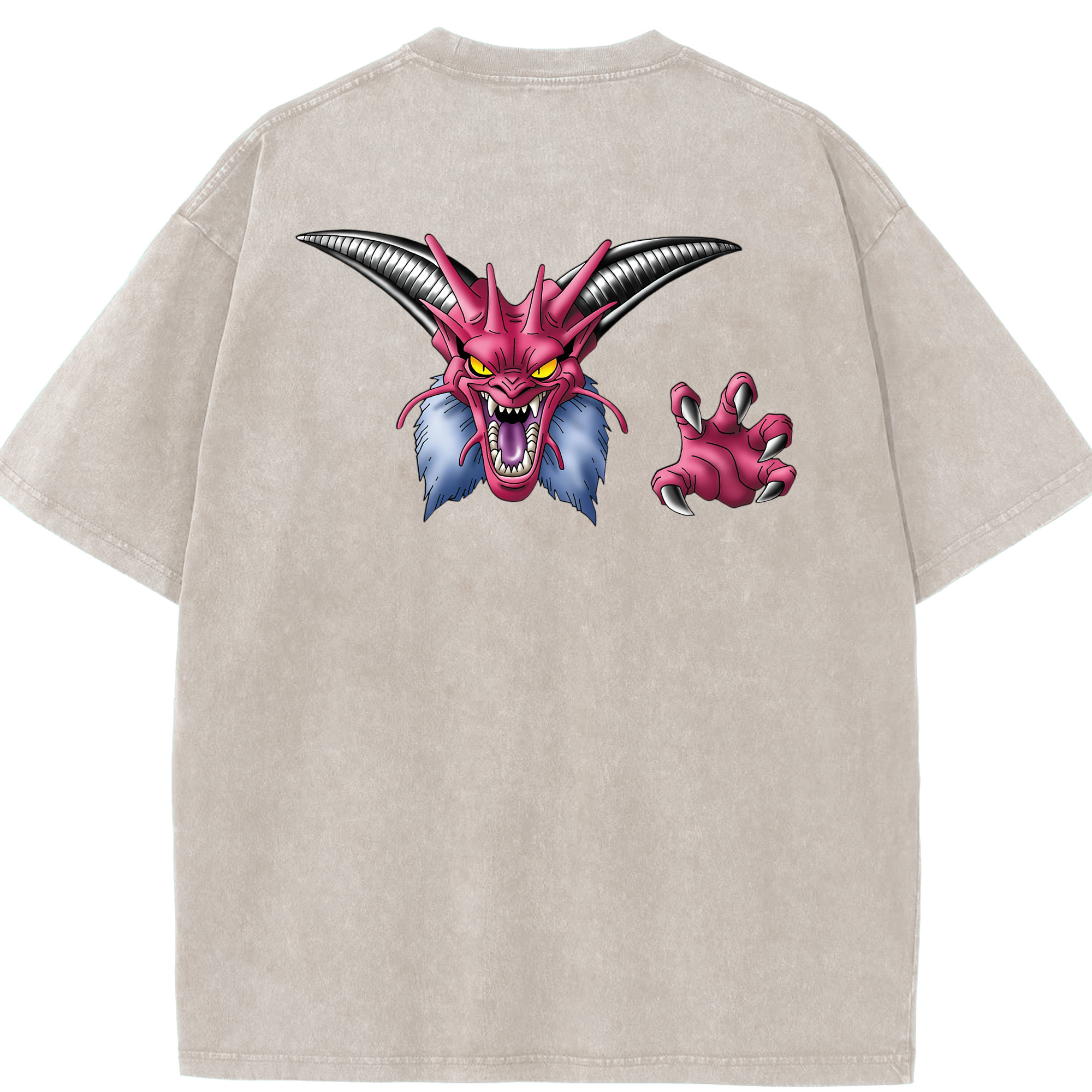 （画像用） ドラゴンクエスト Doragon Kuesuto Dragon Quest 綿100% ヴィンテージ風 半袖Tシャツ（背面プリント）