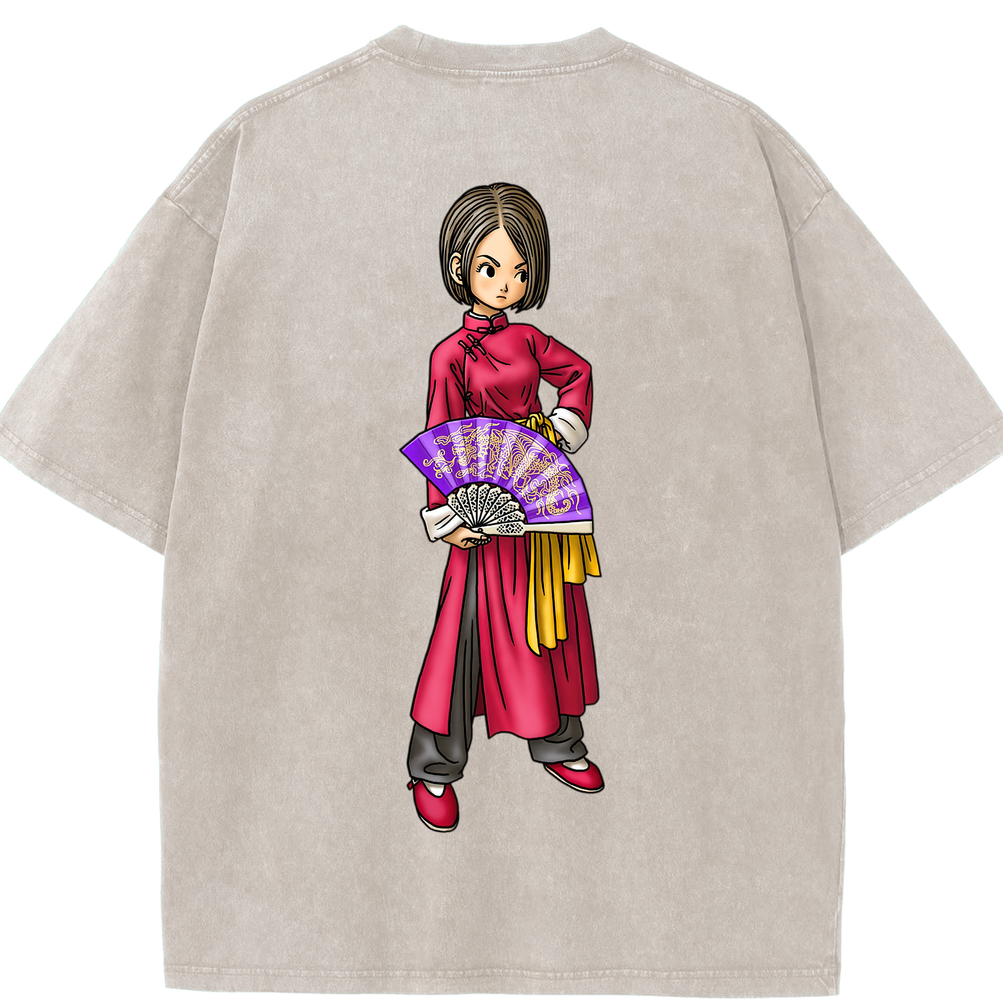 （画像用） ドラゴンクエスト Doragon Kuesuto Dragon Quest 綿100% ヴィンテージ風 半袖Tシャツ（背面プリント）