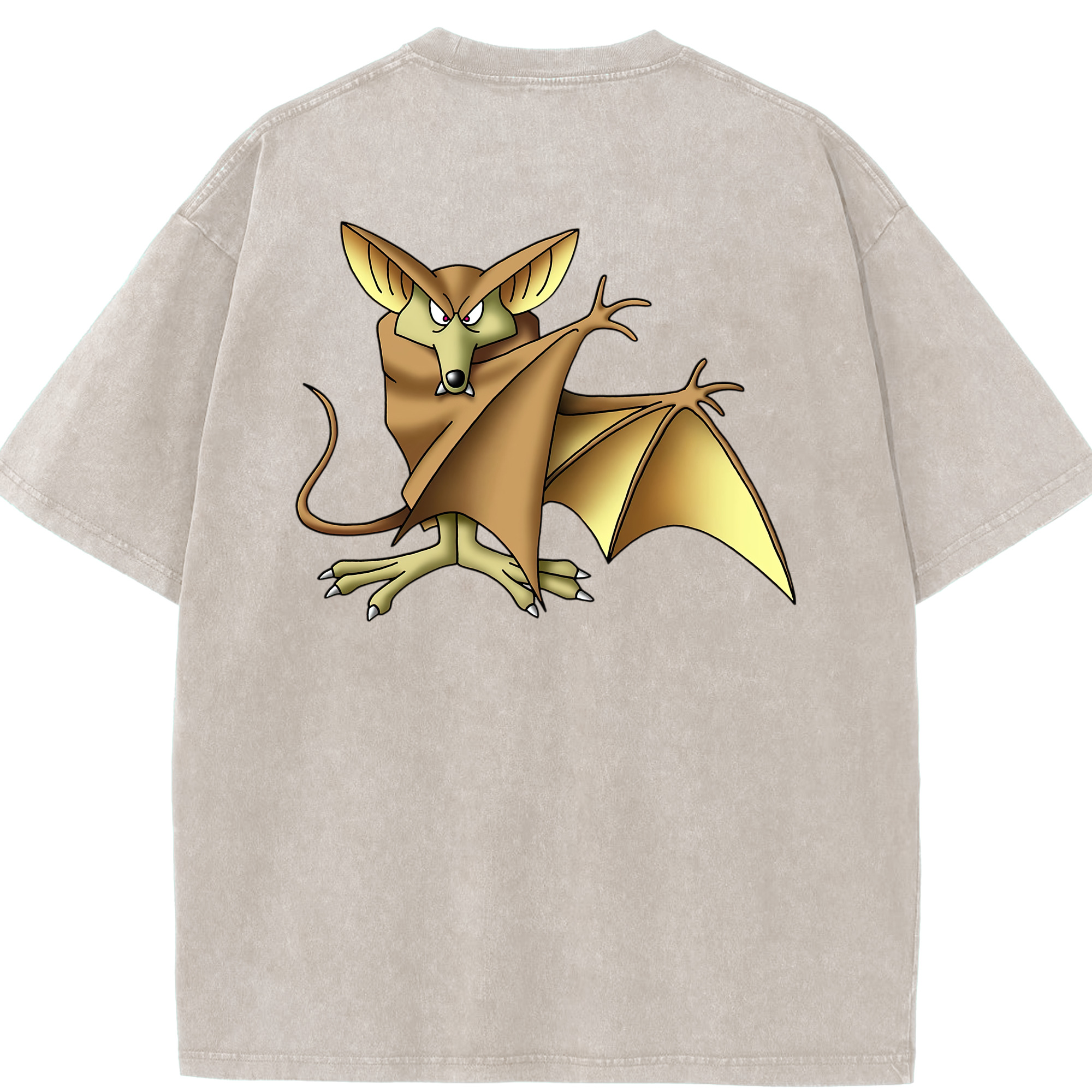 （画像用） ドラゴンクエスト Doragon Kuesuto Dragon Quest 綿100% ヴィンテージ風 半袖Tシャツ（背面プリント）