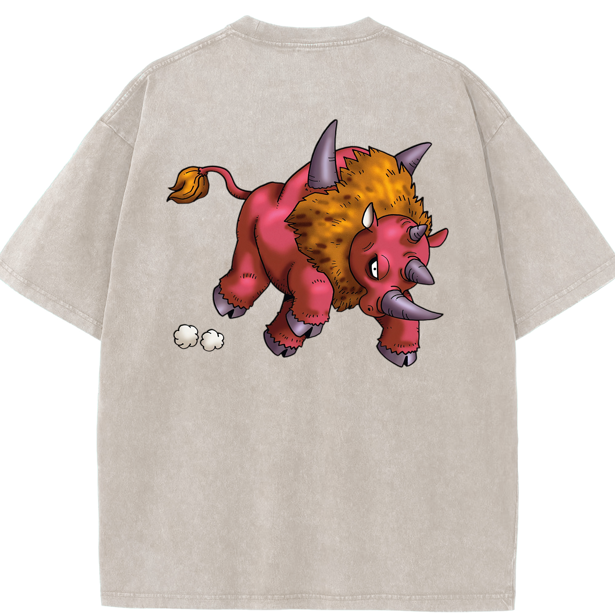 （画像用） ドラゴンクエスト Doragon Kuesuto Dragon Quest 綿100% ヴィンテージ風 半袖Tシャツ（背面プリント）