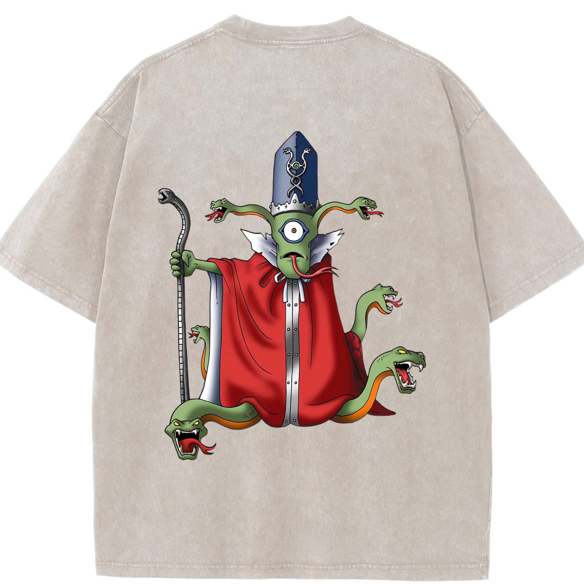 （画像用） ドラゴンクエスト Doragon Kuesuto Dragon Quest 綿100% ヴィンテージ風 半袖Tシャツ（背面プリント）