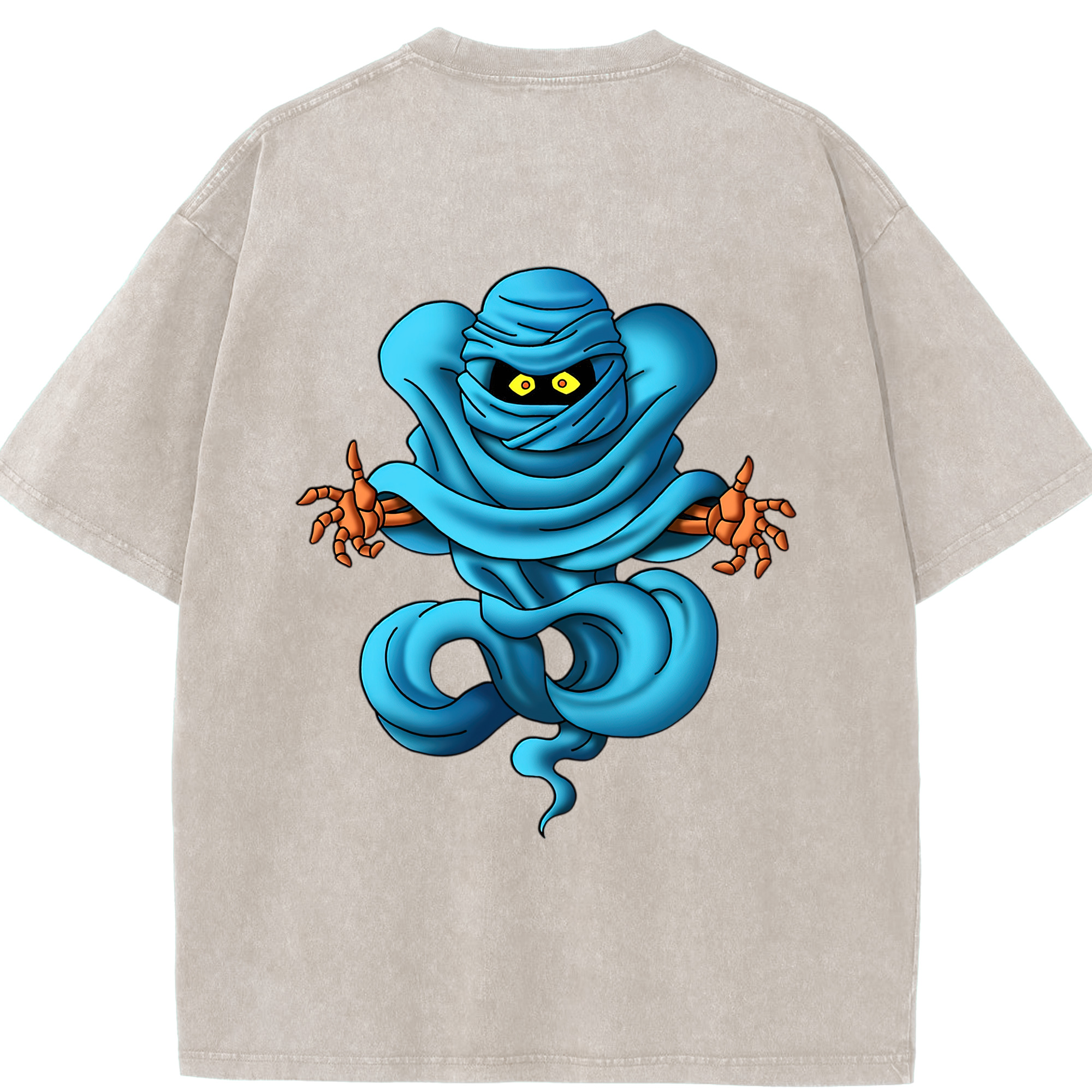 （画像用） ドラゴンクエスト Doragon Kuesuto Dragon Quest 綿100% ヴィンテージ風 半袖Tシャツ（背面プリント）