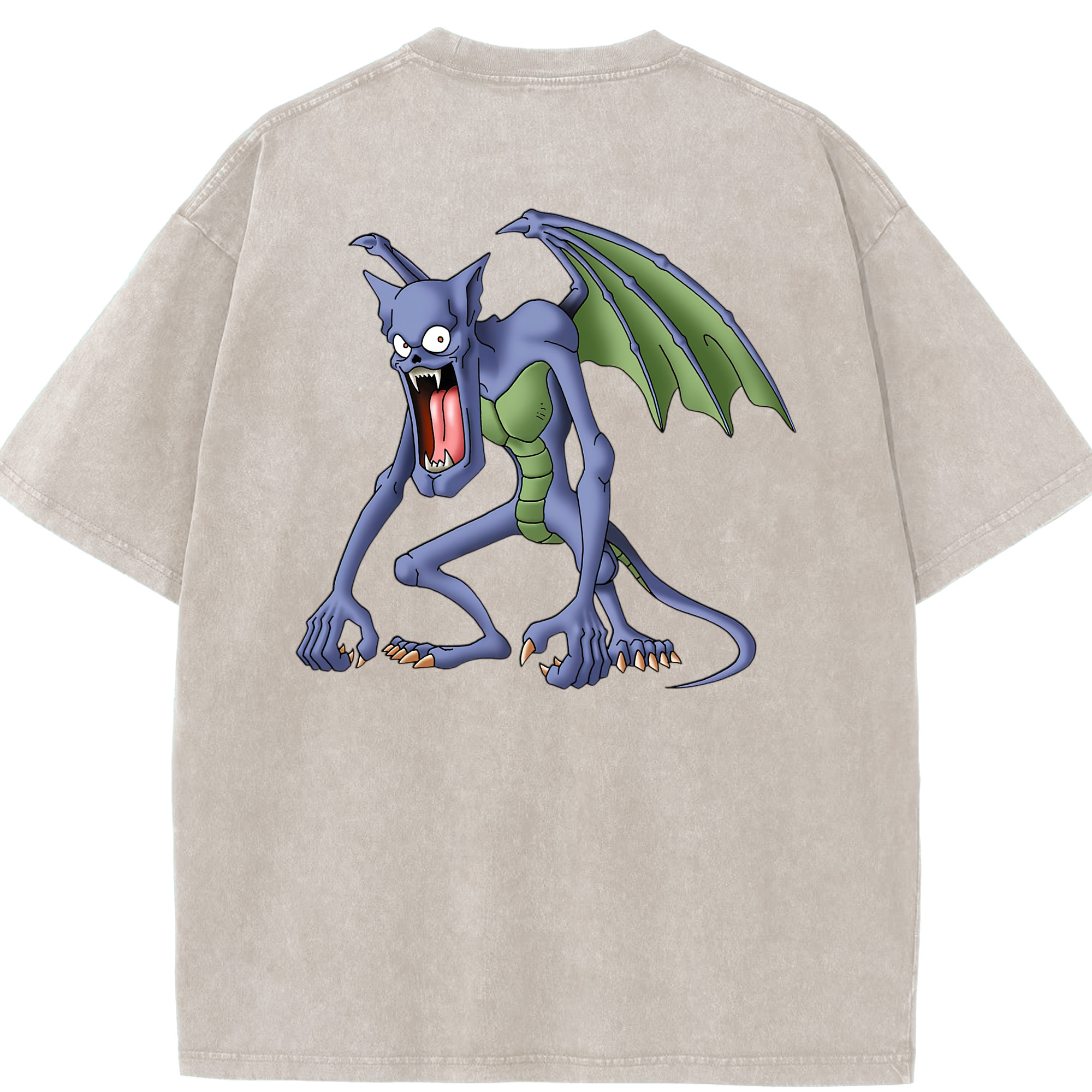 （画像用） ドラゴンクエスト Doragon Kuesuto Dragon Quest 綿100% ヴィンテージ風 半袖Tシャツ（背面プリント）