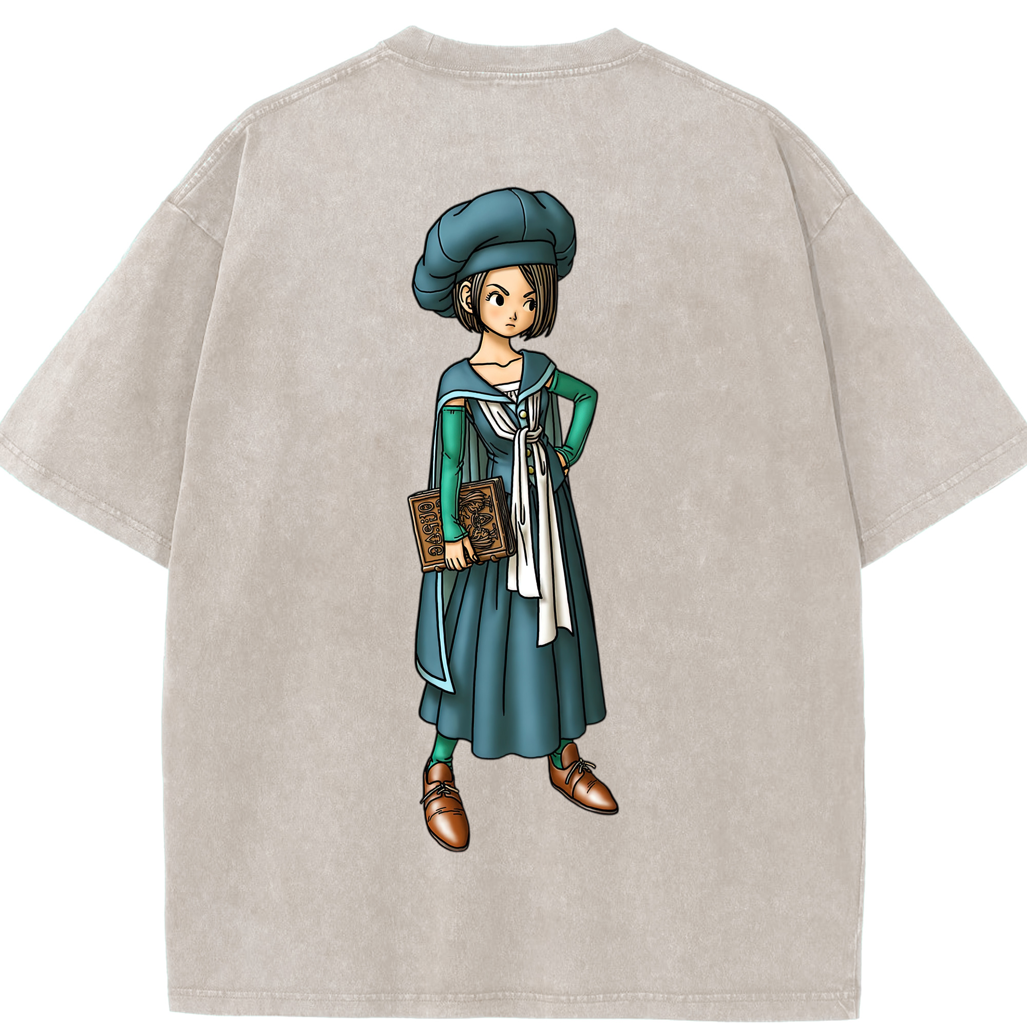 （画像用） ドラゴンクエスト Doragon Kuesuto Dragon Quest 綿100% ヴィンテージ風 半袖Tシャツ（背面プリント）
