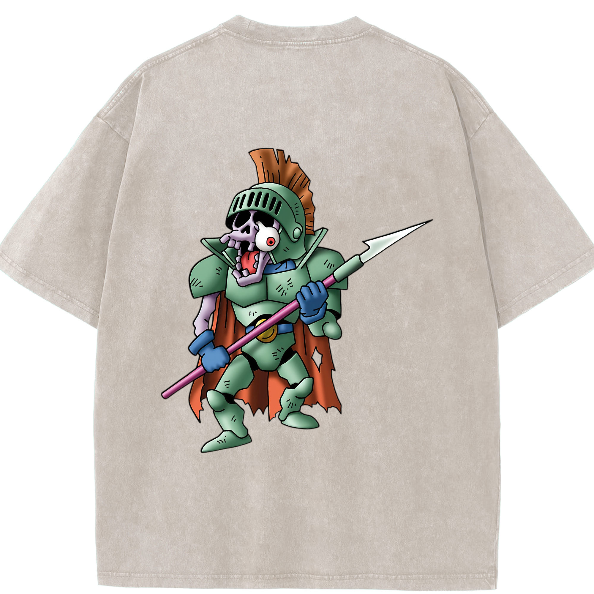 （画像用） ドラゴンクエスト Doragon Kuesuto Dragon Quest 綿100% ヴィンテージ風 半袖Tシャツ（背面プリント）