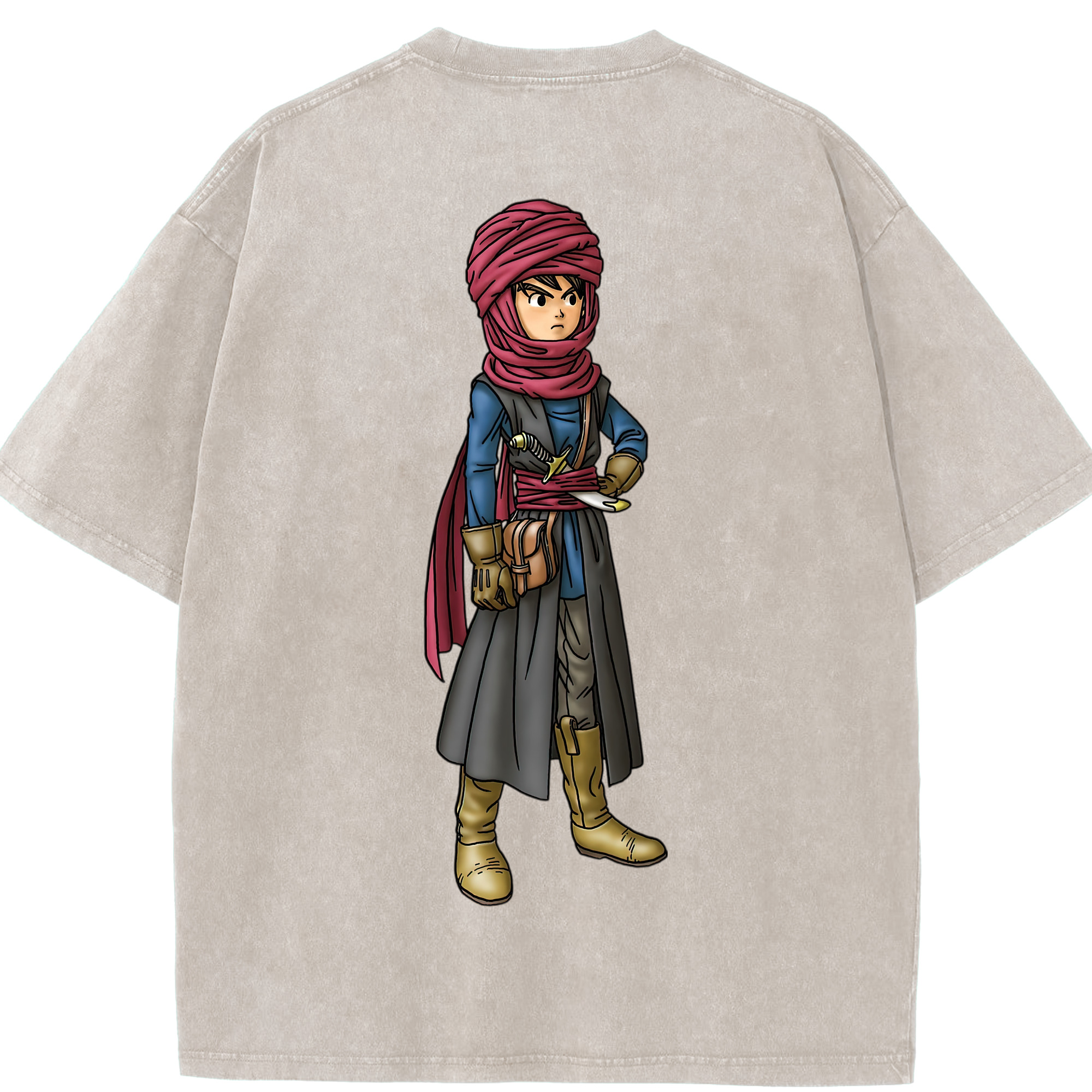 （画像用） ドラゴンクエスト Doragon Kuesuto Dragon Quest 綿100% ヴィンテージ風 半袖Tシャツ（背面プリント）