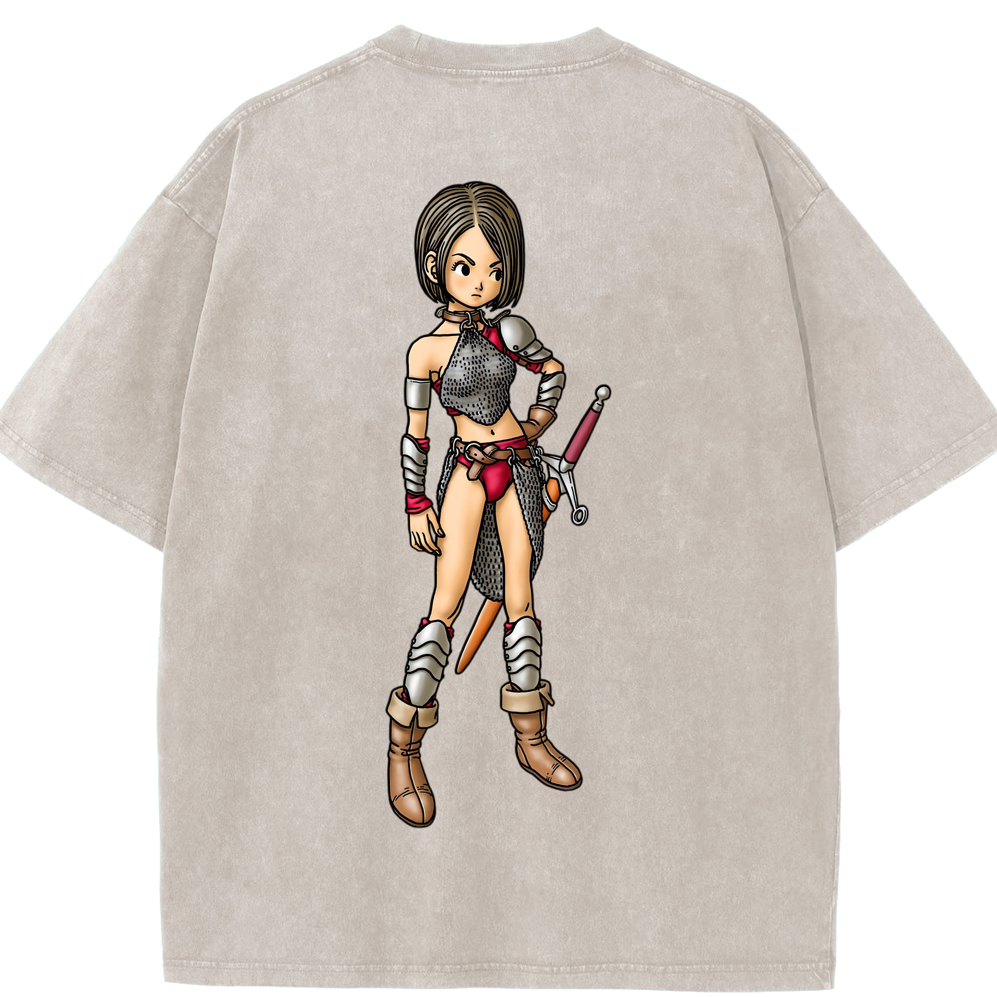 （画像用） ドラゴンクエスト Doragon Kuesuto Dragon Quest 綿100% ヴィンテージ風 半袖Tシャツ（背面プリント）