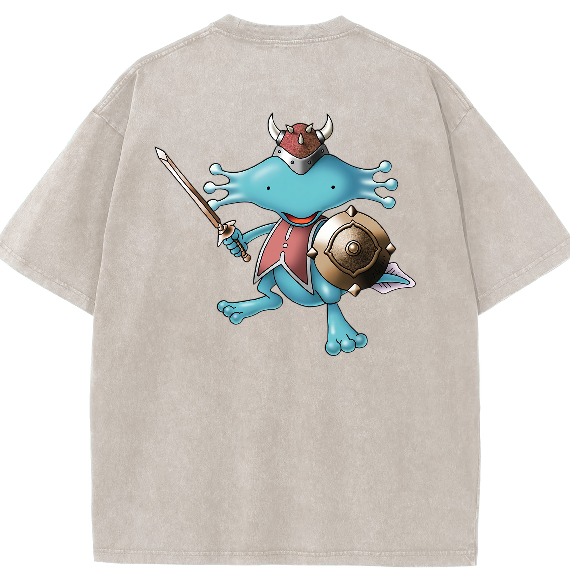 （画像用） ドラゴンクエスト Doragon Kuesuto Dragon Quest 綿100% ヴィンテージ風 半袖Tシャツ（背面プリント）