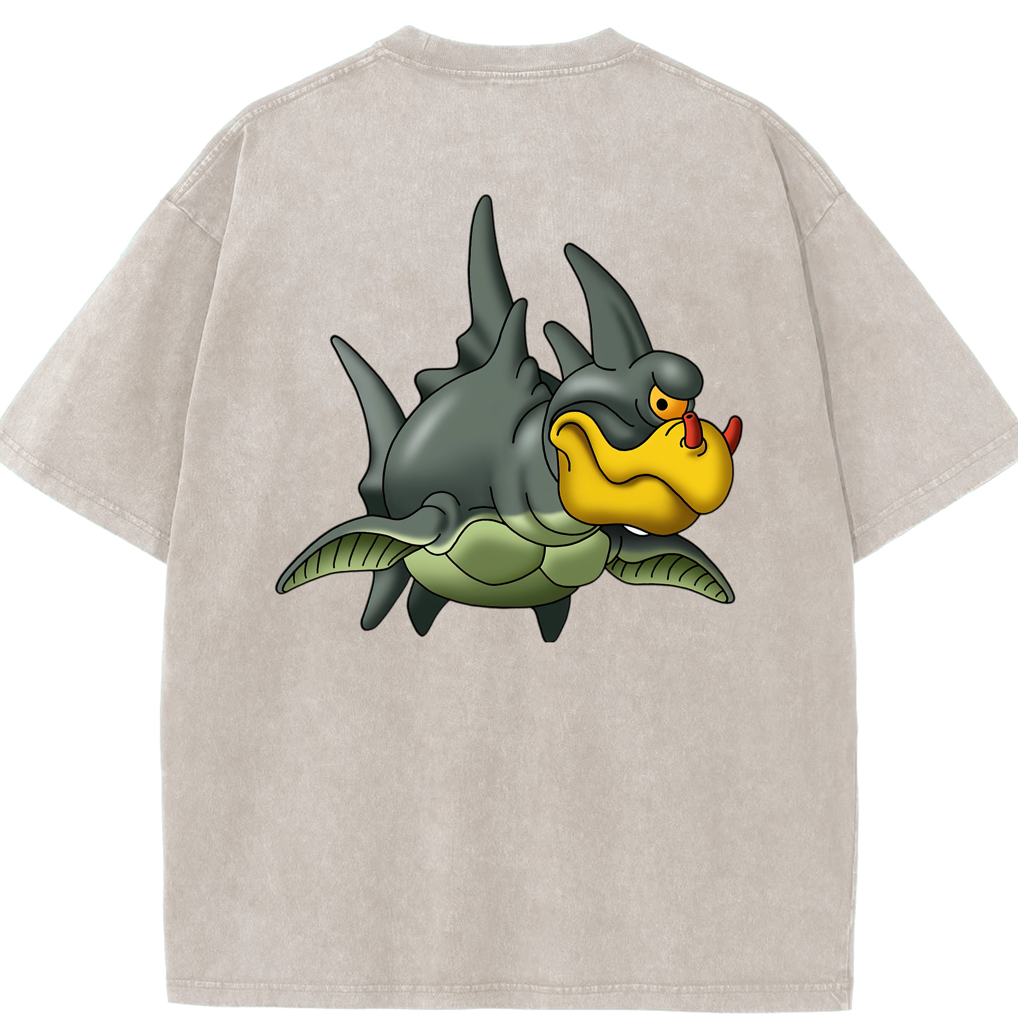 （画像用） ドラゴンクエスト Doragon Kuesuto Dragon Quest 綿100% ヴィンテージ風 半袖Tシャツ（背面プリント）