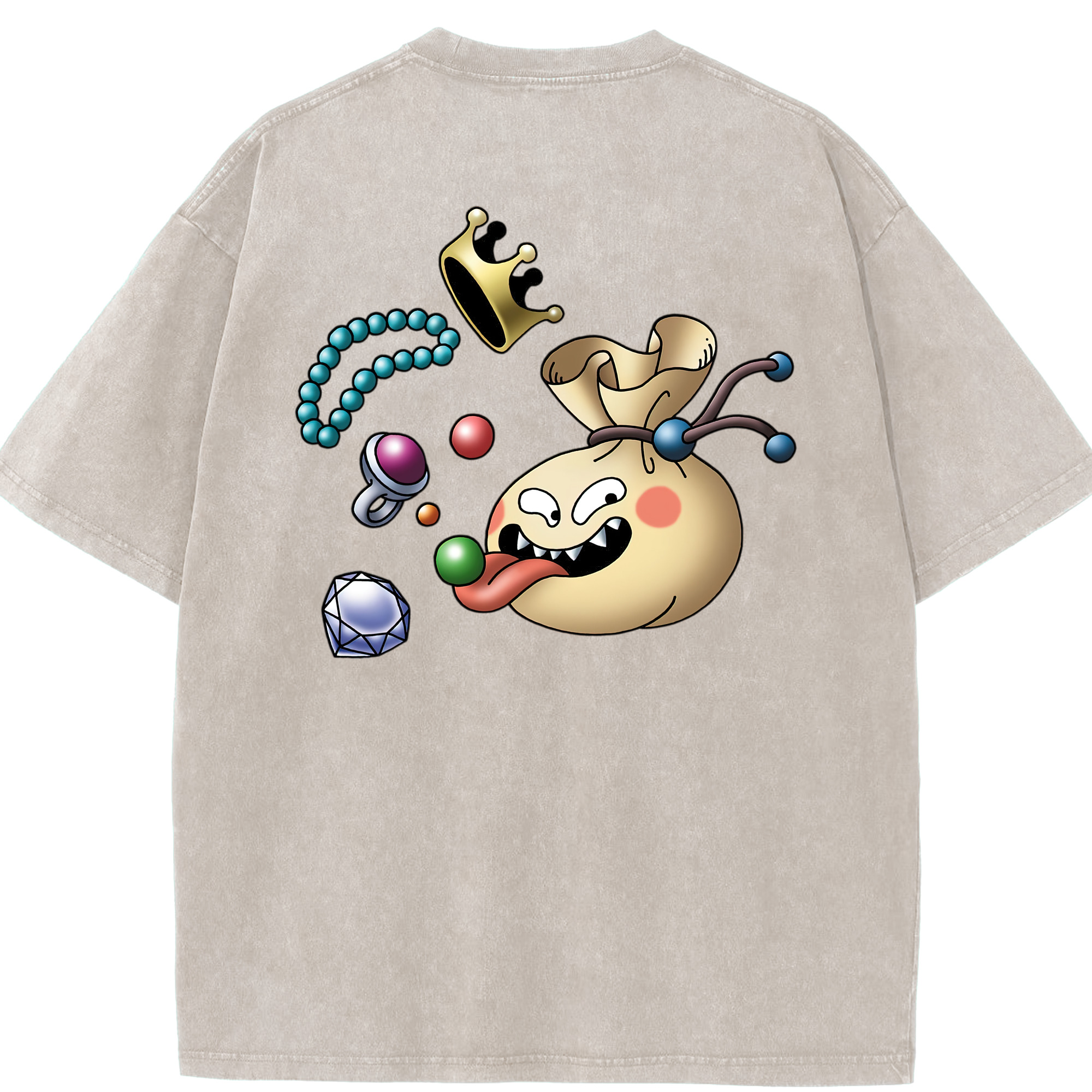 （画像用） ドラゴンクエスト Doragon Kuesuto Dragon Quest 綿100% ヴィンテージ風 半袖Tシャツ（背面プリント）