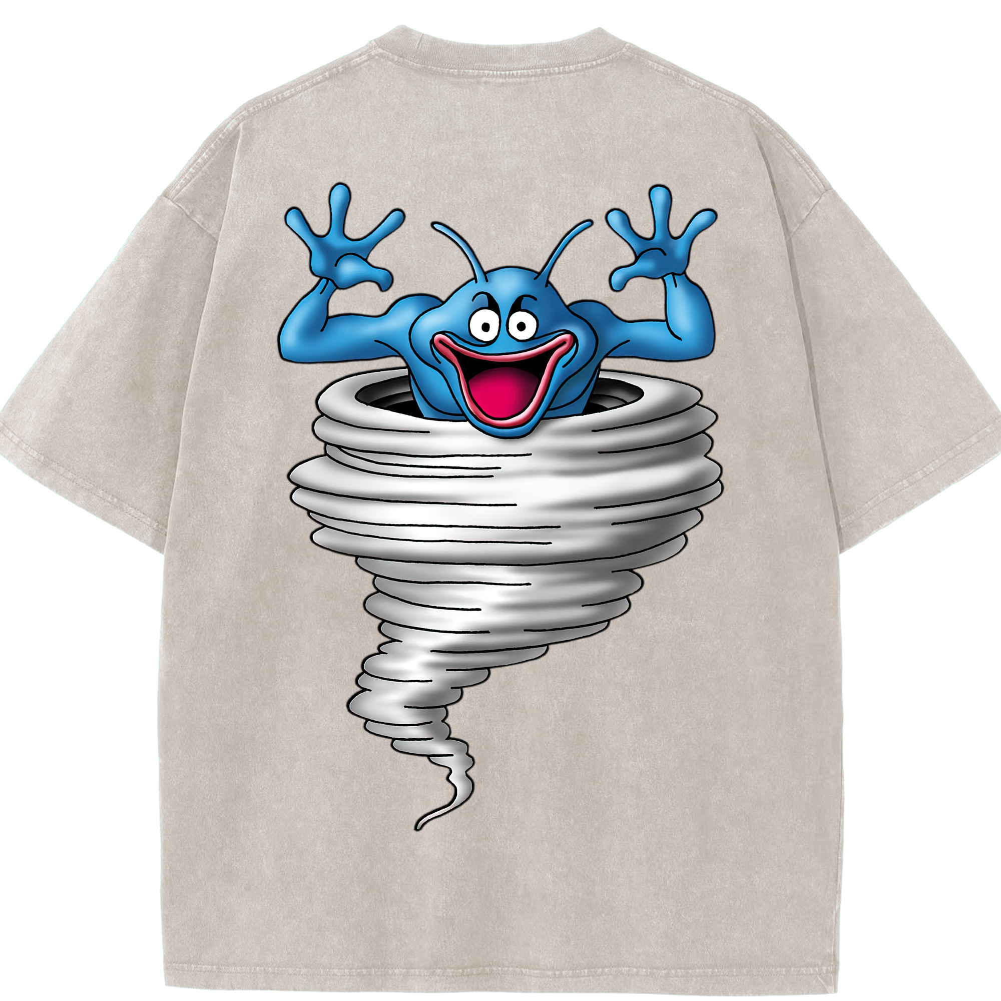 （画像用） ドラゴンクエスト Doragon Kuesuto Dragon Quest 綿100% ヴィンテージ風 半袖Tシャツ（背面プリント）
