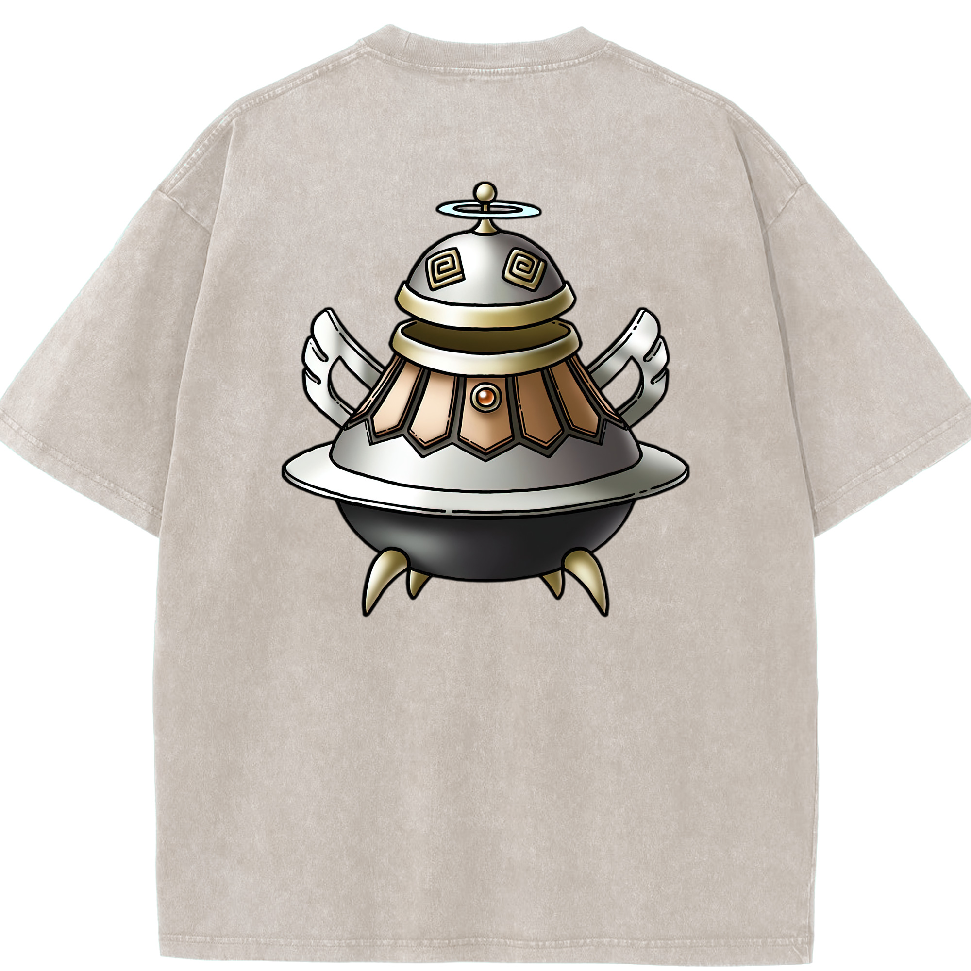 （画像用） ドラゴンクエスト Doragon Kuesuto Dragon Quest 綿100% ヴィンテージ風 半袖Tシャツ（背面プリント）