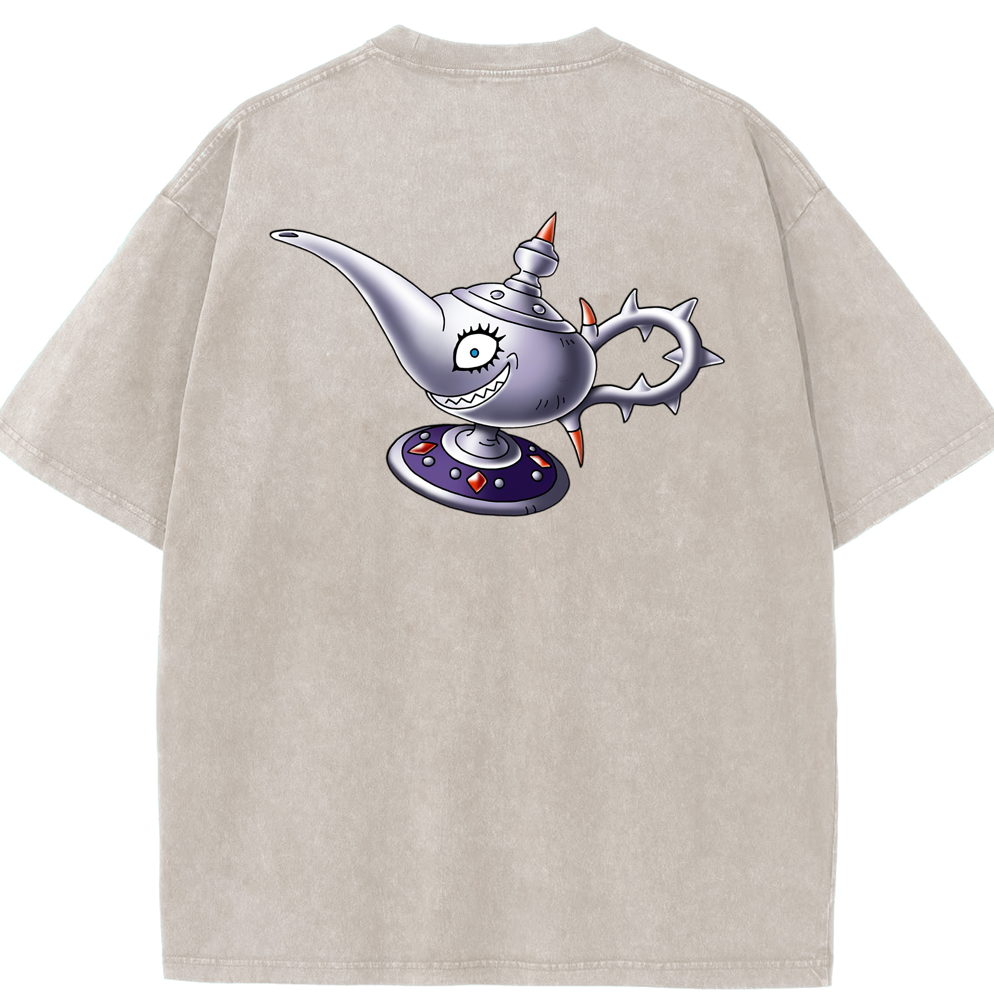 （画像用） ドラゴンクエスト Doragon Kuesuto Dragon Quest 綿100% ヴィンテージ風 半袖Tシャツ（背面プリント）