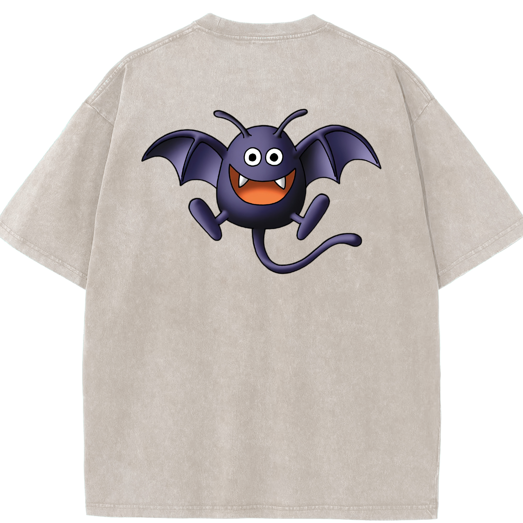 （画像用） ドラゴンクエスト Doragon Kuesuto Dragon Quest 綿100% ヴィンテージ風 半袖Tシャツ（背面プリント）