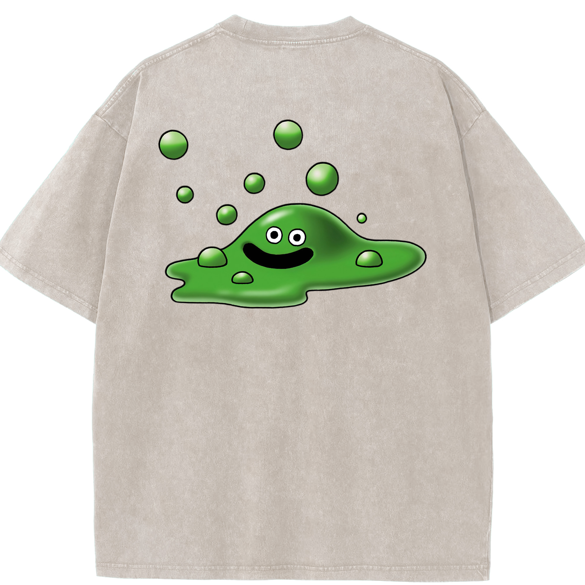 （画像用） ドラゴンクエスト Doragon Kuesuto Dragon Quest 綿100% ヴィンテージ風 半袖Tシャツ（背面プリント）