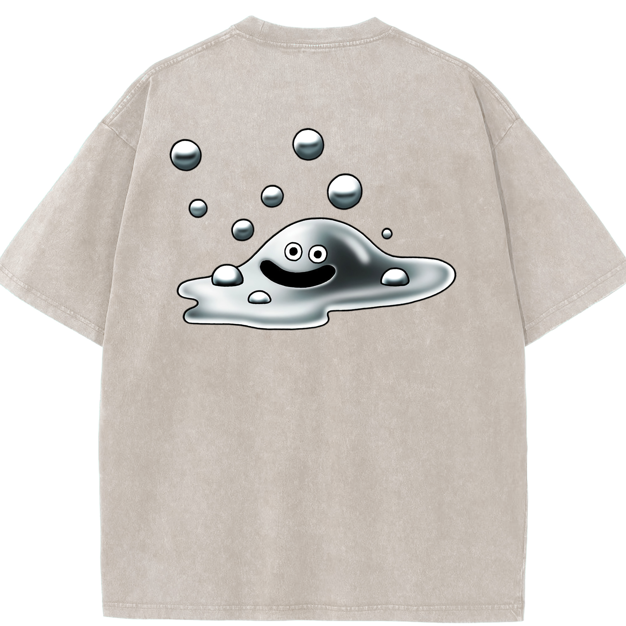 （画像用） ドラゴンクエスト Doragon Kuesuto Dragon Quest 綿100% ヴィンテージ風 半袖Tシャツ（背面プリント）