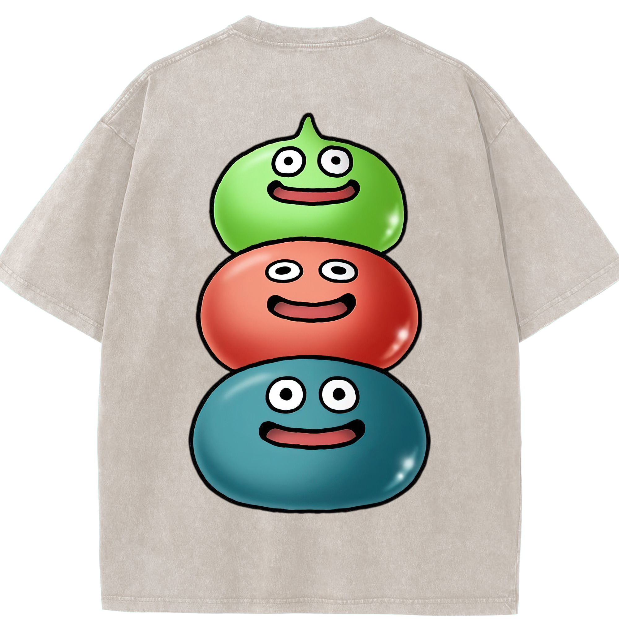 （画像用） ドラゴンクエスト Doragon Kuesuto Dragon Quest 綿100% ヴィンテージ風 半袖Tシャツ（背面プリント）
