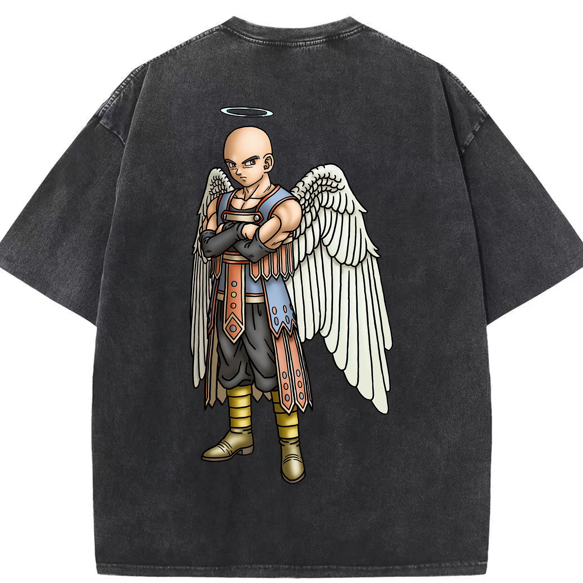 （画像用） ドラゴンクエスト Doragon Kuesuto Dragon Quest 綿100% ヴィンテージ風 半袖Tシャツ（背面プリント）