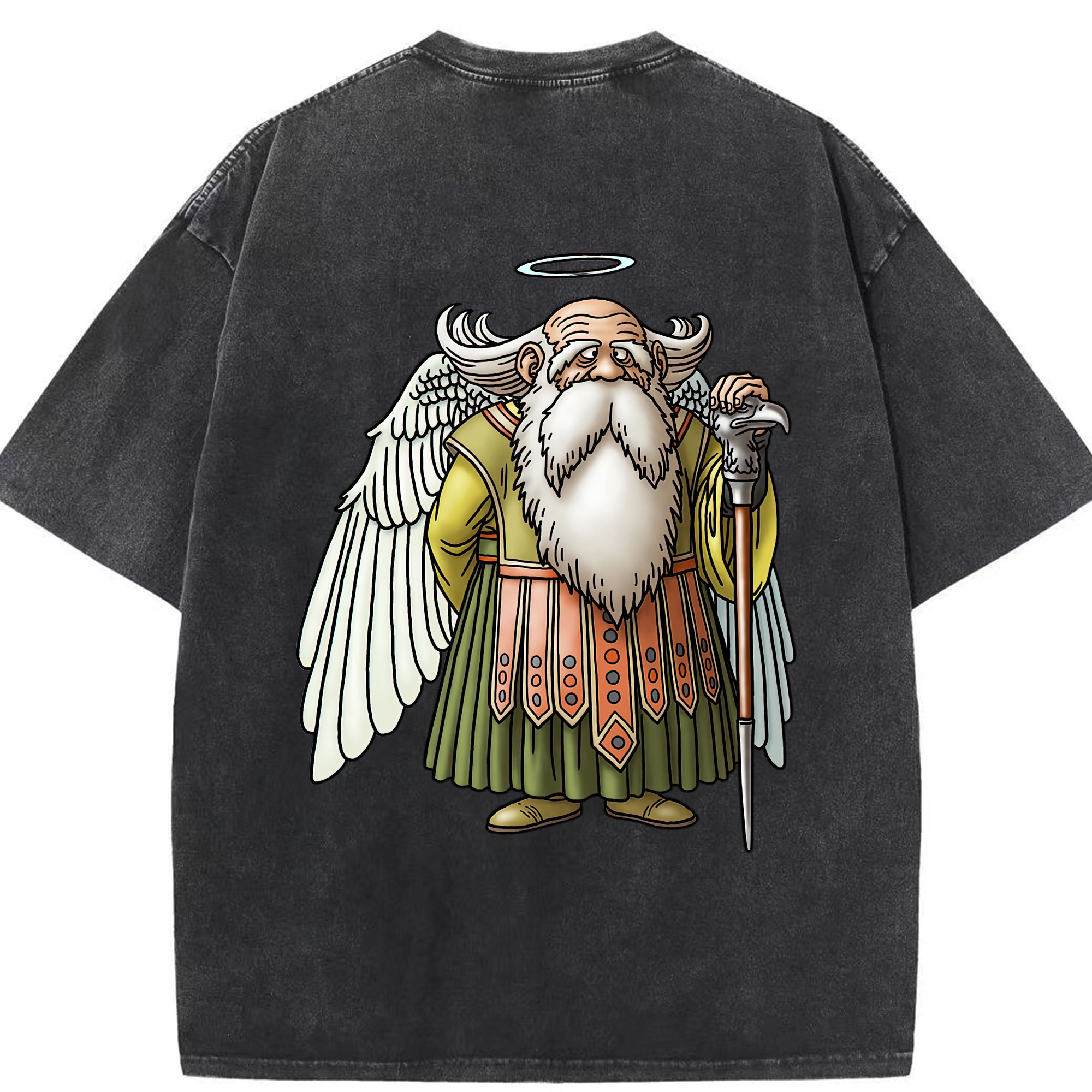 （画像用） ドラゴンクエスト Doragon Kuesuto Dragon Quest 綿100% ヴィンテージ風 半袖Tシャツ（背面プリント）