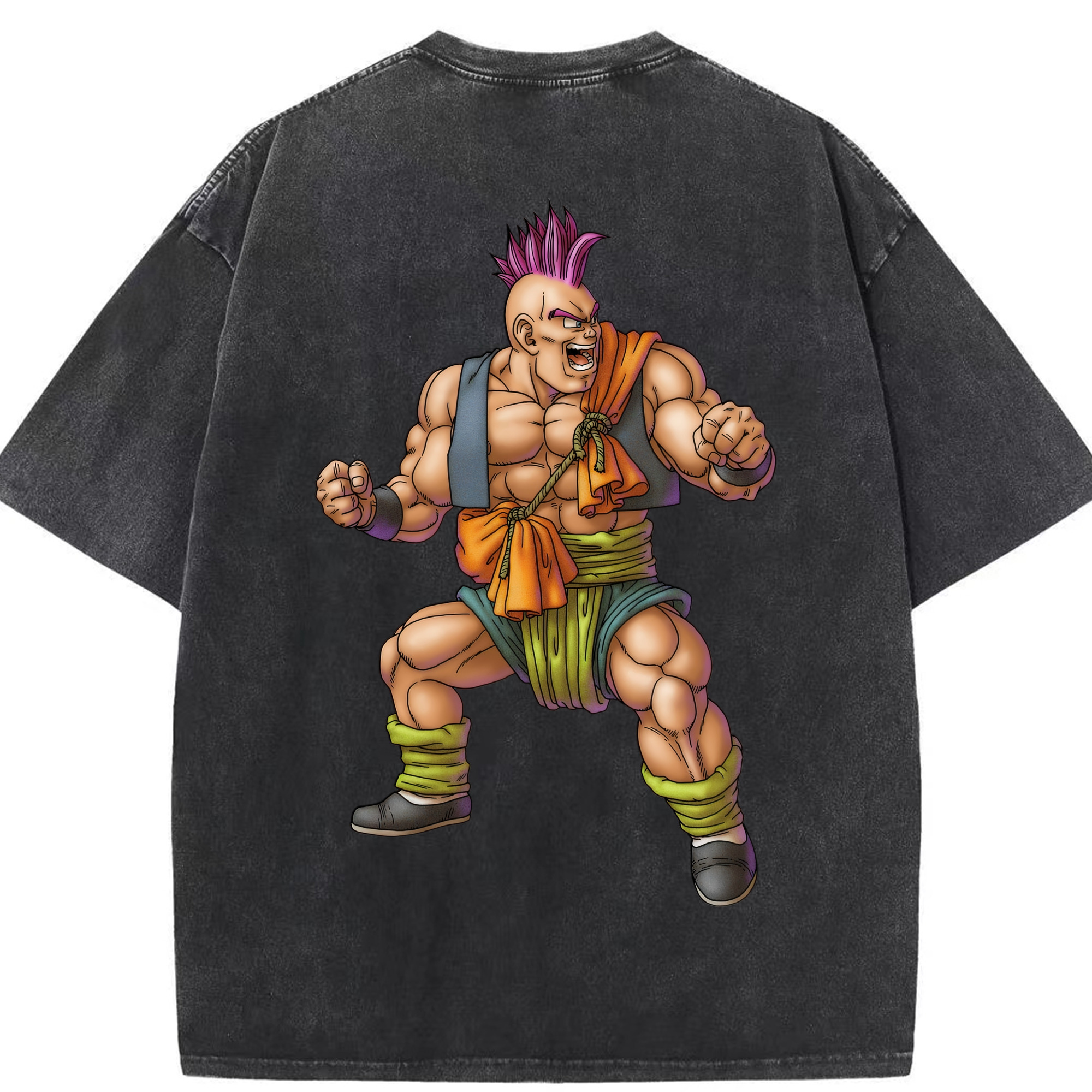 （画像用） ドラゴンクエスト Doragon Kuesuto Dragon Quest 綿100% ヴィンテージ風 半袖Tシャツ（背面プリント）