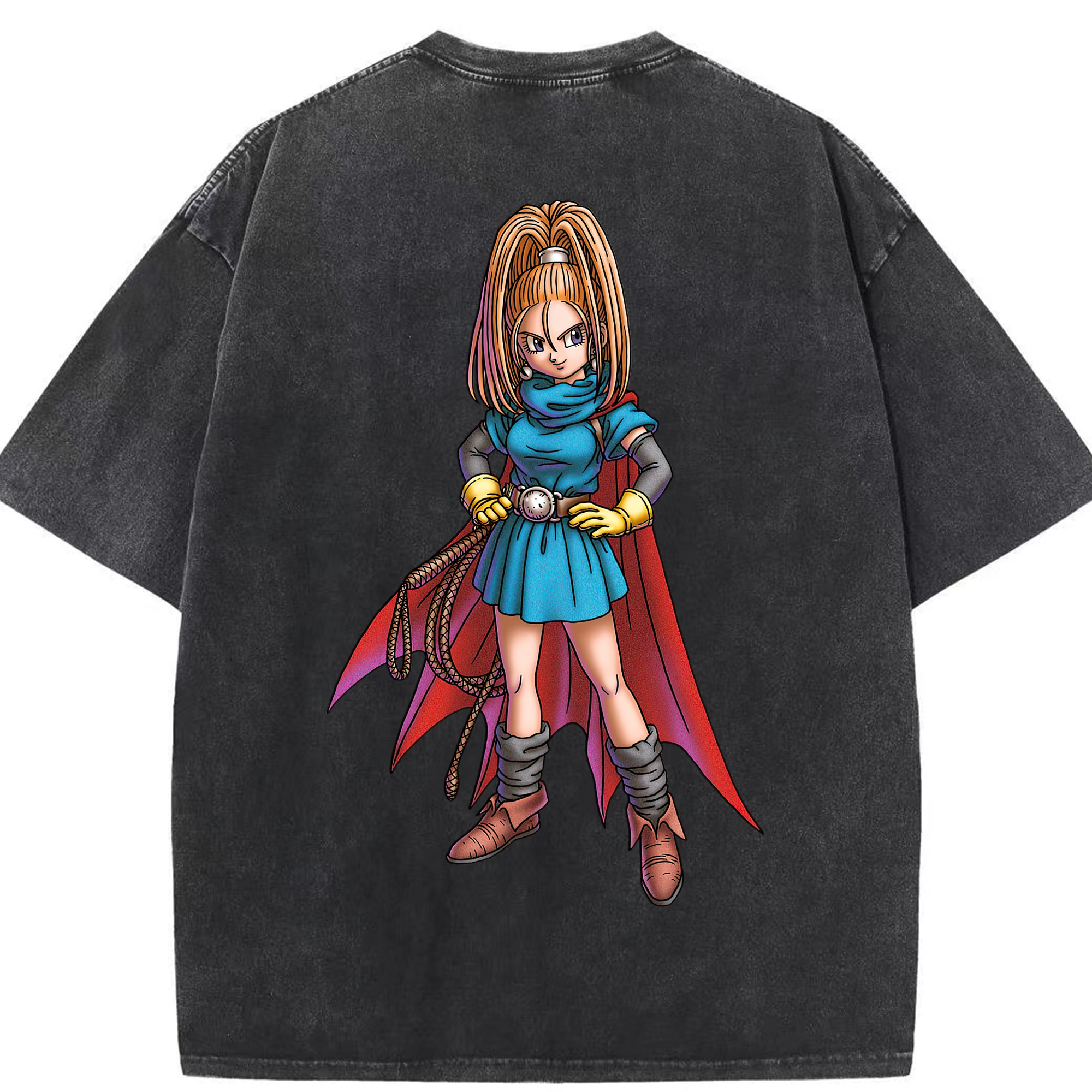 （画像用） ドラゴンクエスト Doragon Kuesuto Dragon Quest 綿100% ヴィンテージ風 半袖Tシャツ（背面プリント）