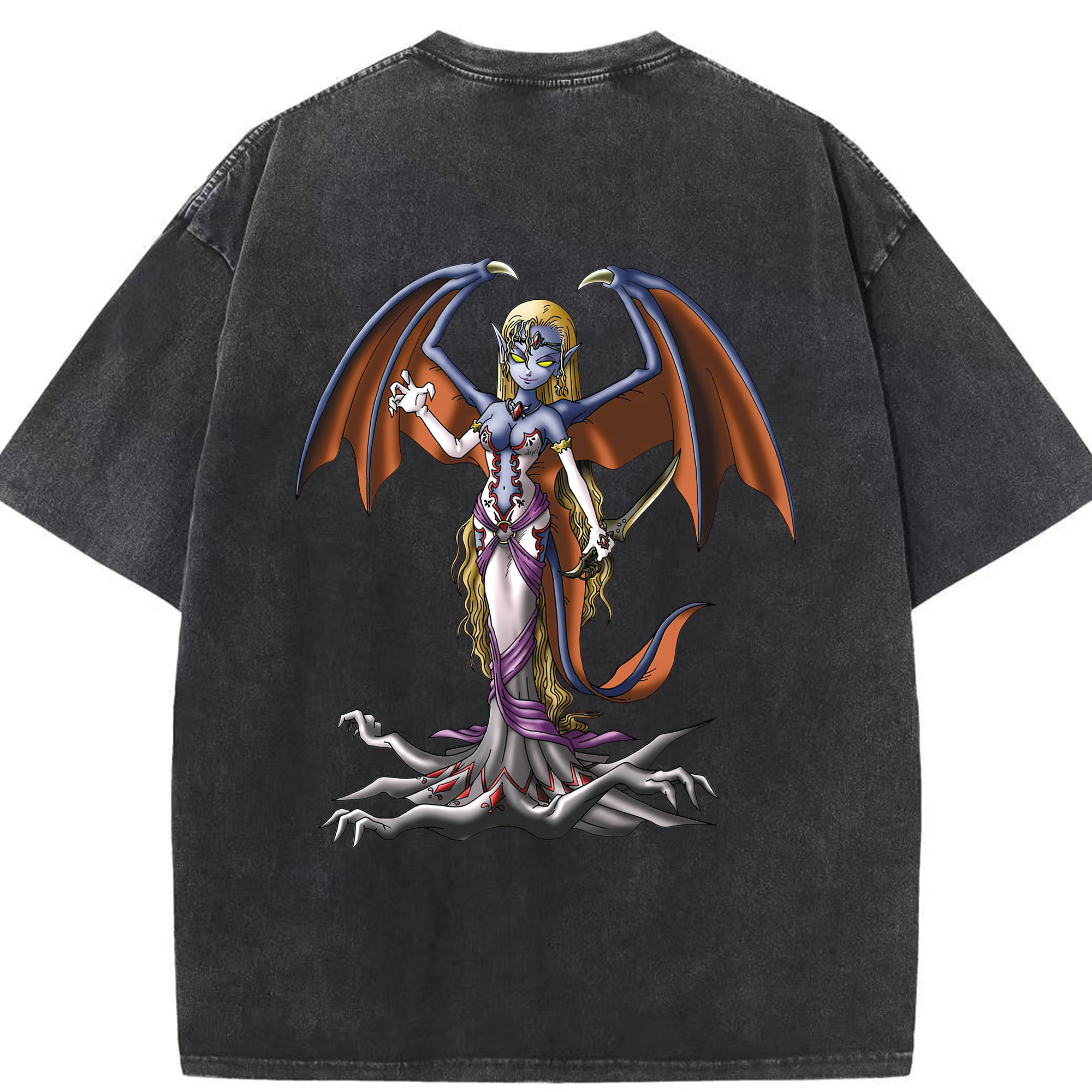 （画像用） ドラゴンクエスト Doragon Kuesuto Dragon Quest 綿100% ヴィンテージ風 半袖Tシャツ（背面プリント）