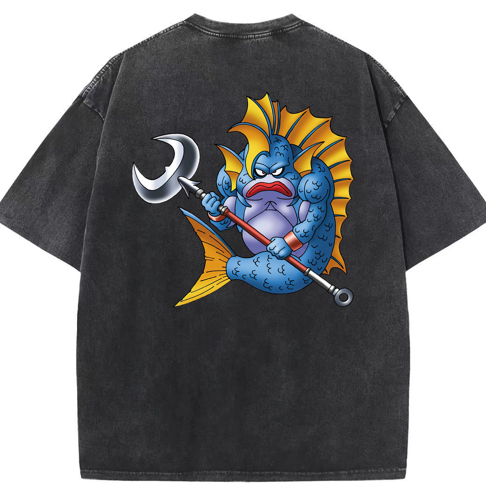 （画像用） ドラゴンクエスト Doragon Kuesuto Dragon Quest 綿100% ヴィンテージ風 半袖Tシャツ（背面プリント）