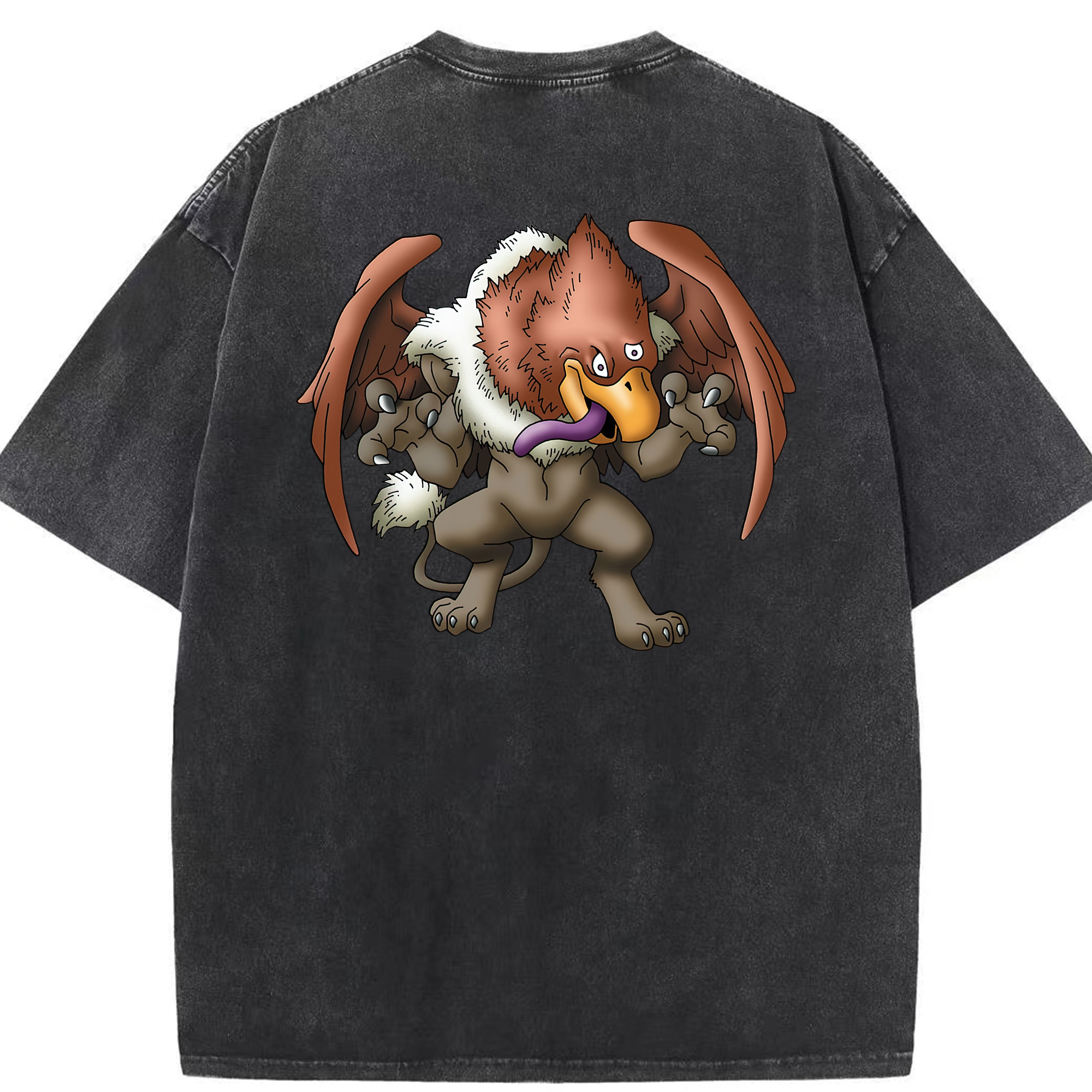 （画像用） ドラゴンクエスト Doragon Kuesuto Dragon Quest 綿100% ヴィンテージ風 半袖Tシャツ（背面プリント）