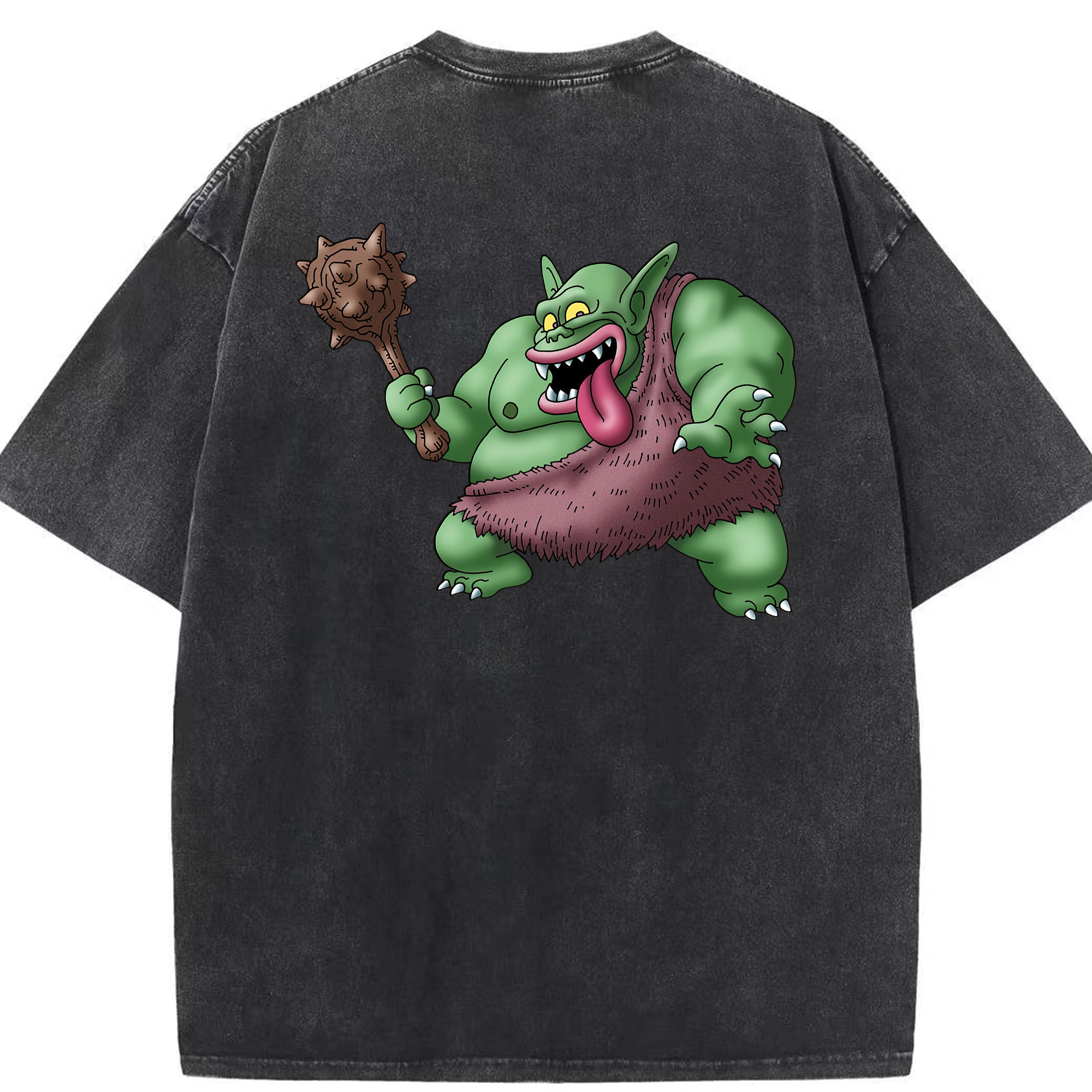 （画像用） ドラゴンクエスト Doragon Kuesuto Dragon Quest 綿100% ヴィンテージ風 半袖Tシャツ（背面プリント）
