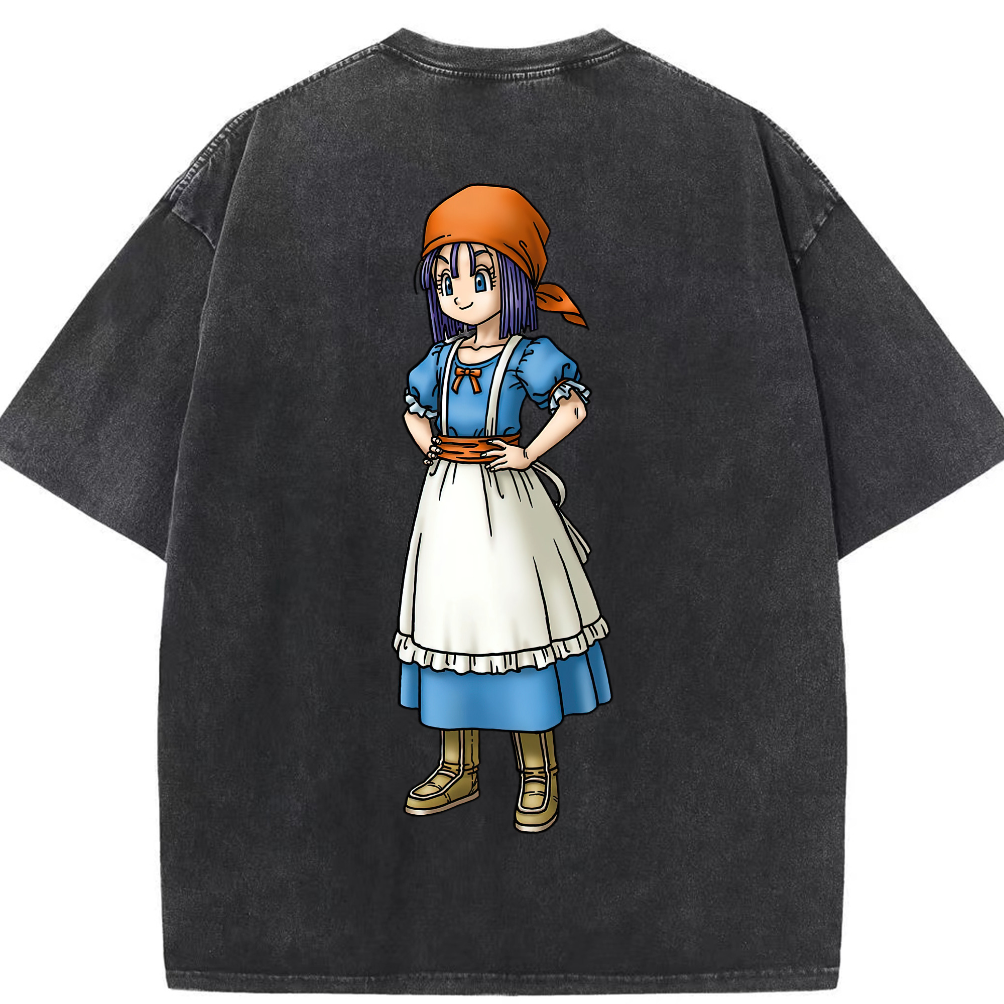 （画像用） ドラゴンクエスト Doragon Kuesuto Dragon Quest 綿100% ヴィンテージ風 半袖Tシャツ（背面プリント）