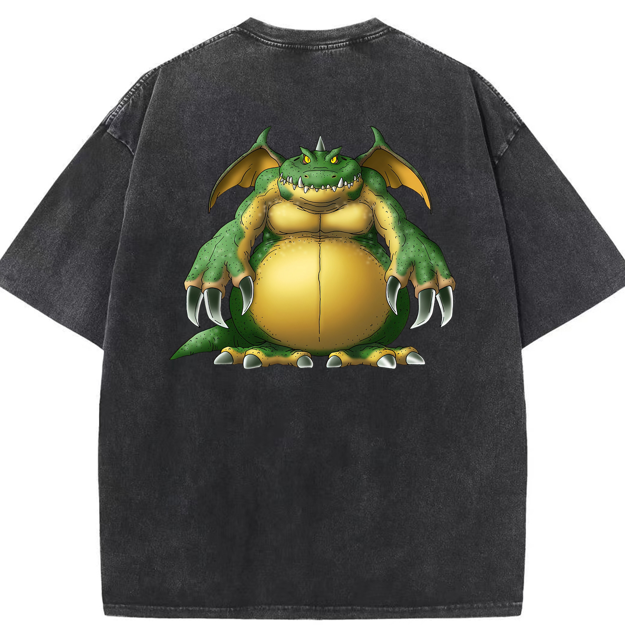 （画像用） ドラゴンクエスト Doragon Kuesuto Dragon Quest 綿100% ヴィンテージ風 半袖Tシャツ（背面プリント）