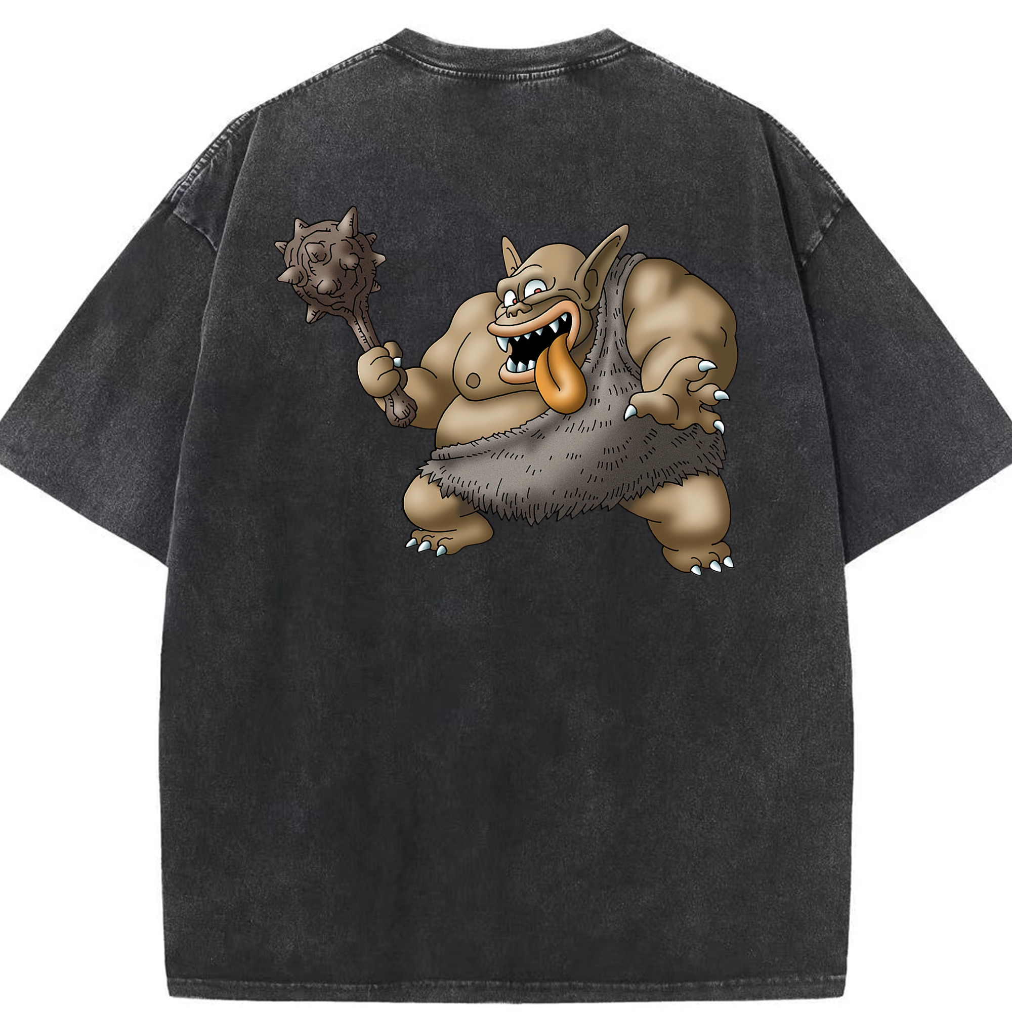 （画像用） ドラゴンクエスト Doragon Kuesuto Dragon Quest 綿100% ヴィンテージ風 半袖Tシャツ（背面プリント）