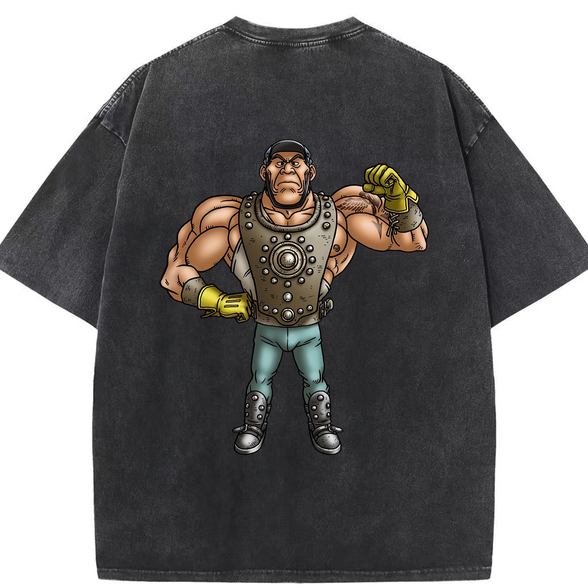（画像用） ドラゴンクエスト Doragon Kuesuto Dragon Quest 綿100% ヴィンテージ風 半袖Tシャツ（背面プリント）