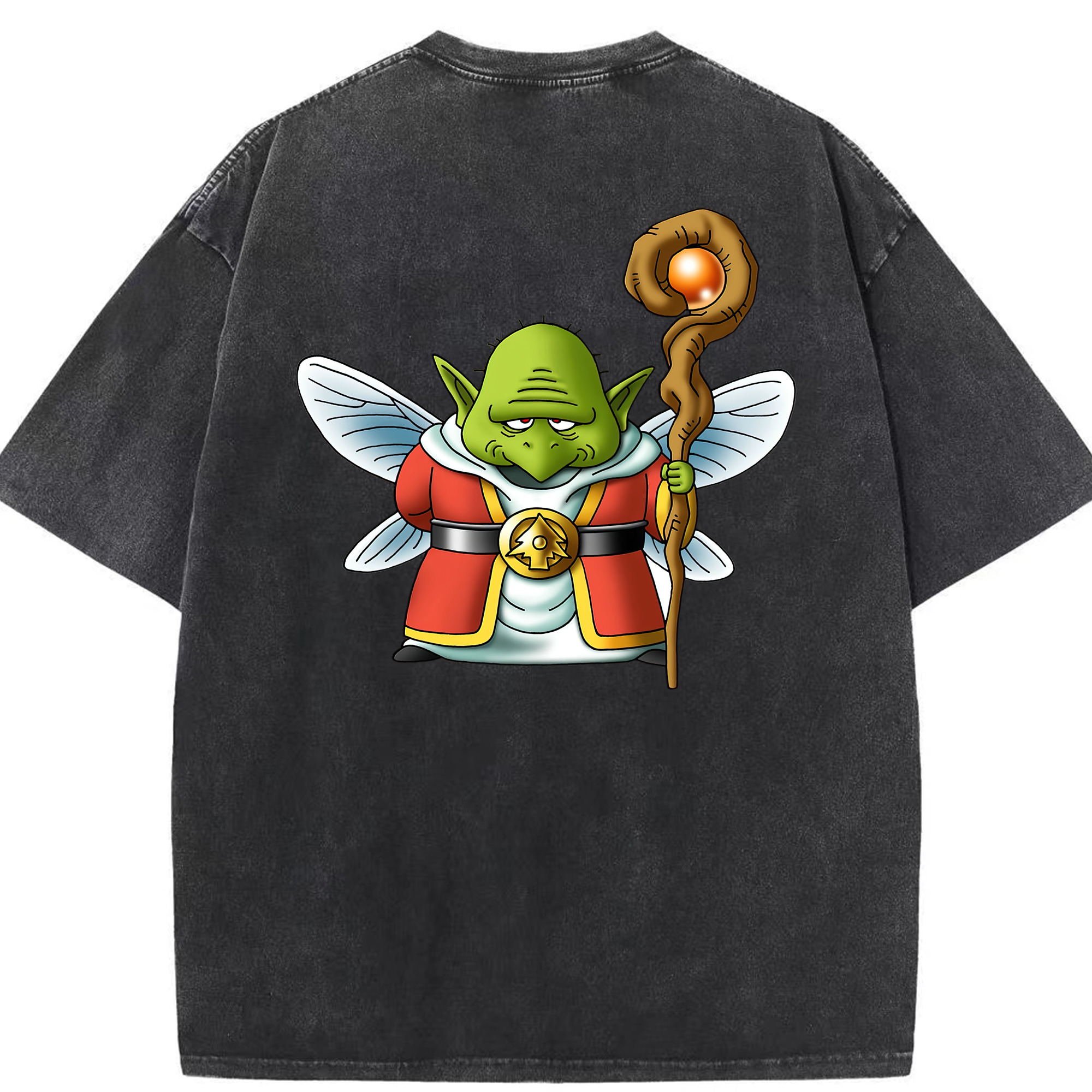 （画像用） ドラゴンクエスト Doragon Kuesuto Dragon Quest 綿100% ヴィンテージ風 半袖Tシャツ（背面プリント）