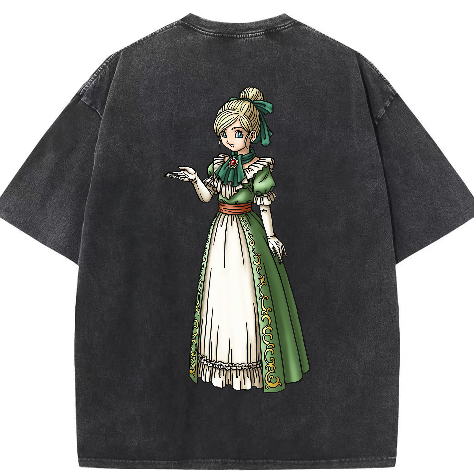 （画像用） ドラゴンクエスト Doragon Kuesuto Dragon Quest 綿100% ヴィンテージ風 半袖Tシャツ（背面プリント）