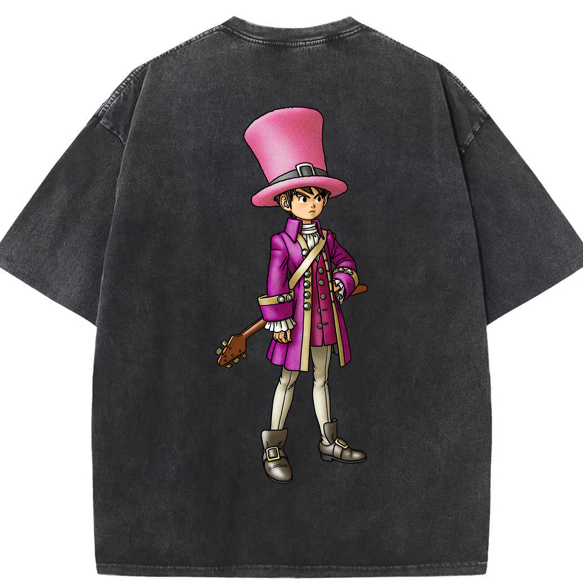 （画像用） ドラゴンクエスト Doragon Kuesuto Dragon Quest 綿100% ヴィンテージ風 半袖Tシャツ（背面プリント）