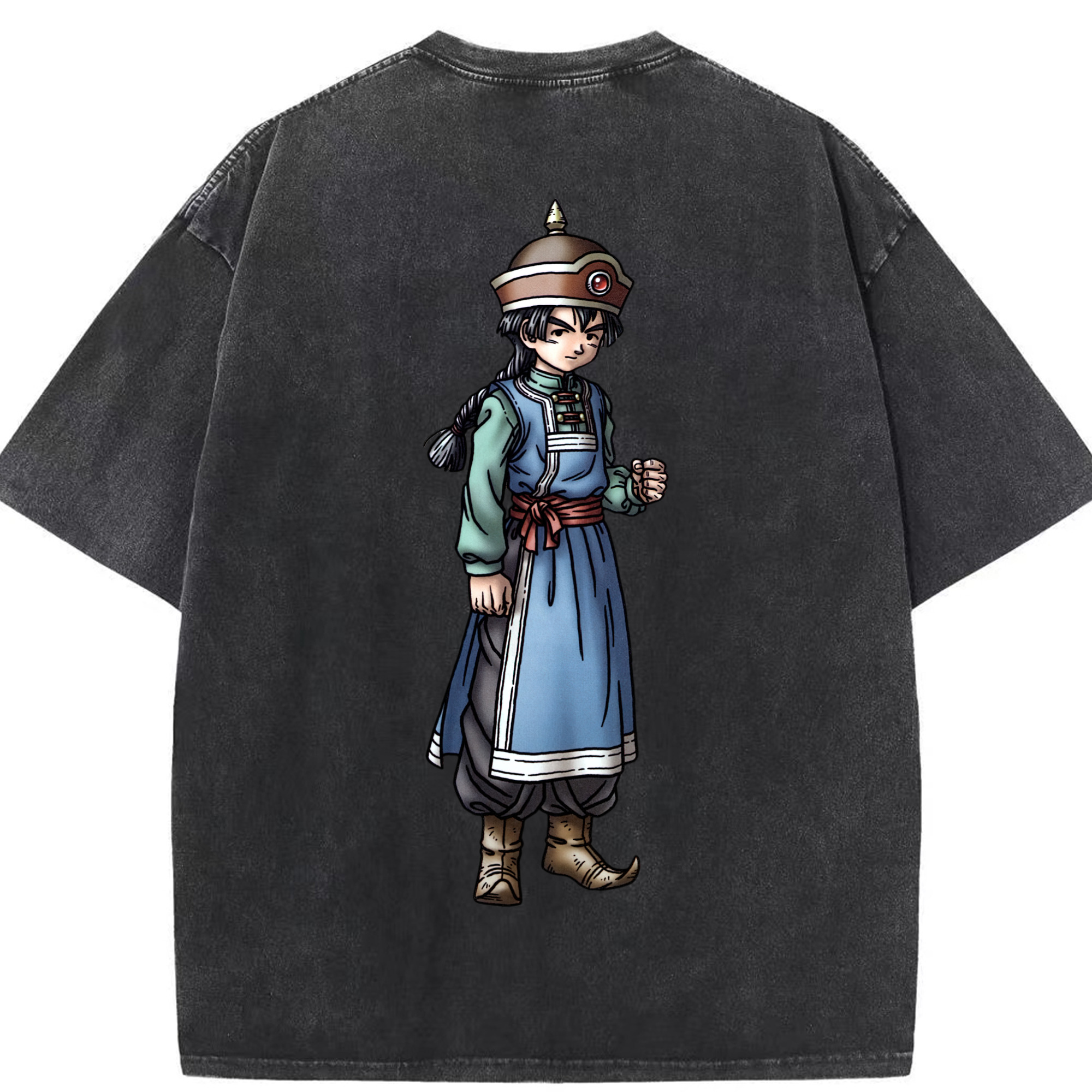 （画像用） ドラゴンクエスト Doragon Kuesuto Dragon Quest 綿100% ヴィンテージ風 半袖Tシャツ（背面プリント）