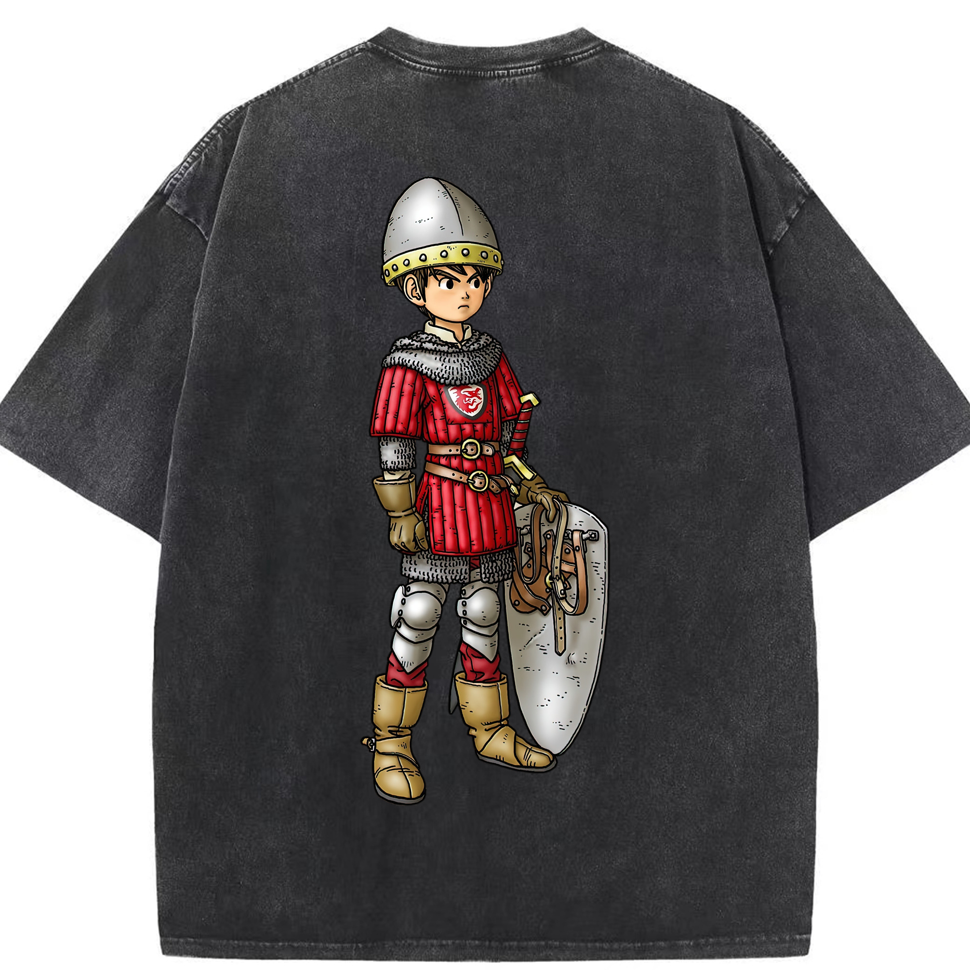 （画像用） ドラゴンクエスト Doragon Kuesuto Dragon Quest 綿100% ヴィンテージ風 半袖Tシャツ（背面プリント）