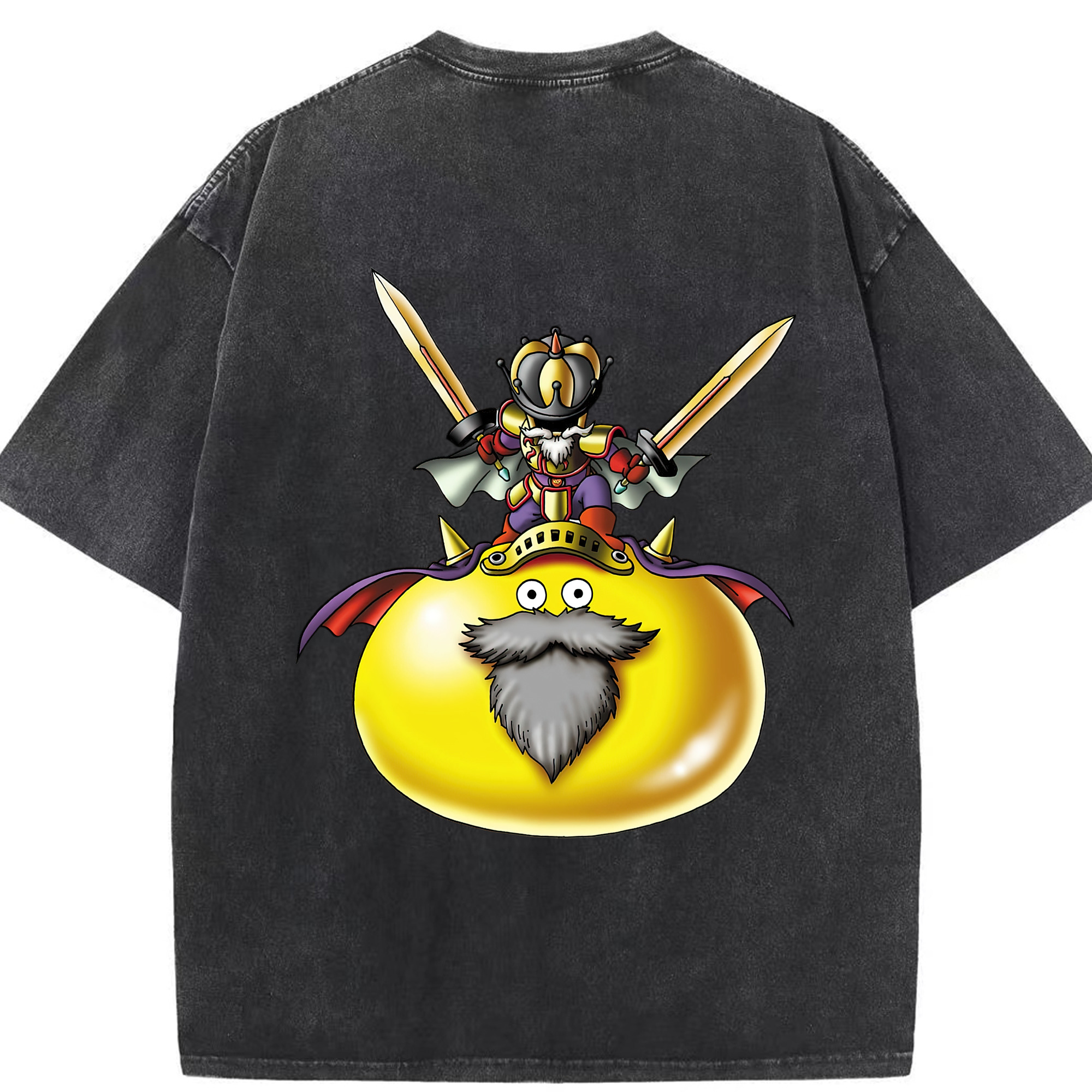 （画像用） ドラゴンクエスト Doragon Kuesuto Dragon Quest 綿100% ヴィンテージ風 半袖Tシャツ（背面プリント）