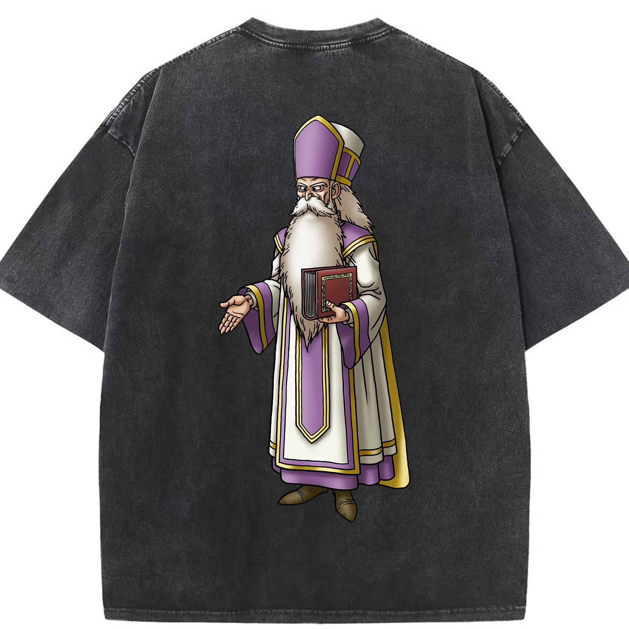 （画像用） ドラゴンクエスト Doragon Kuesuto Dragon Quest 綿100% ヴィンテージ風 半袖Tシャツ（背面プリント）