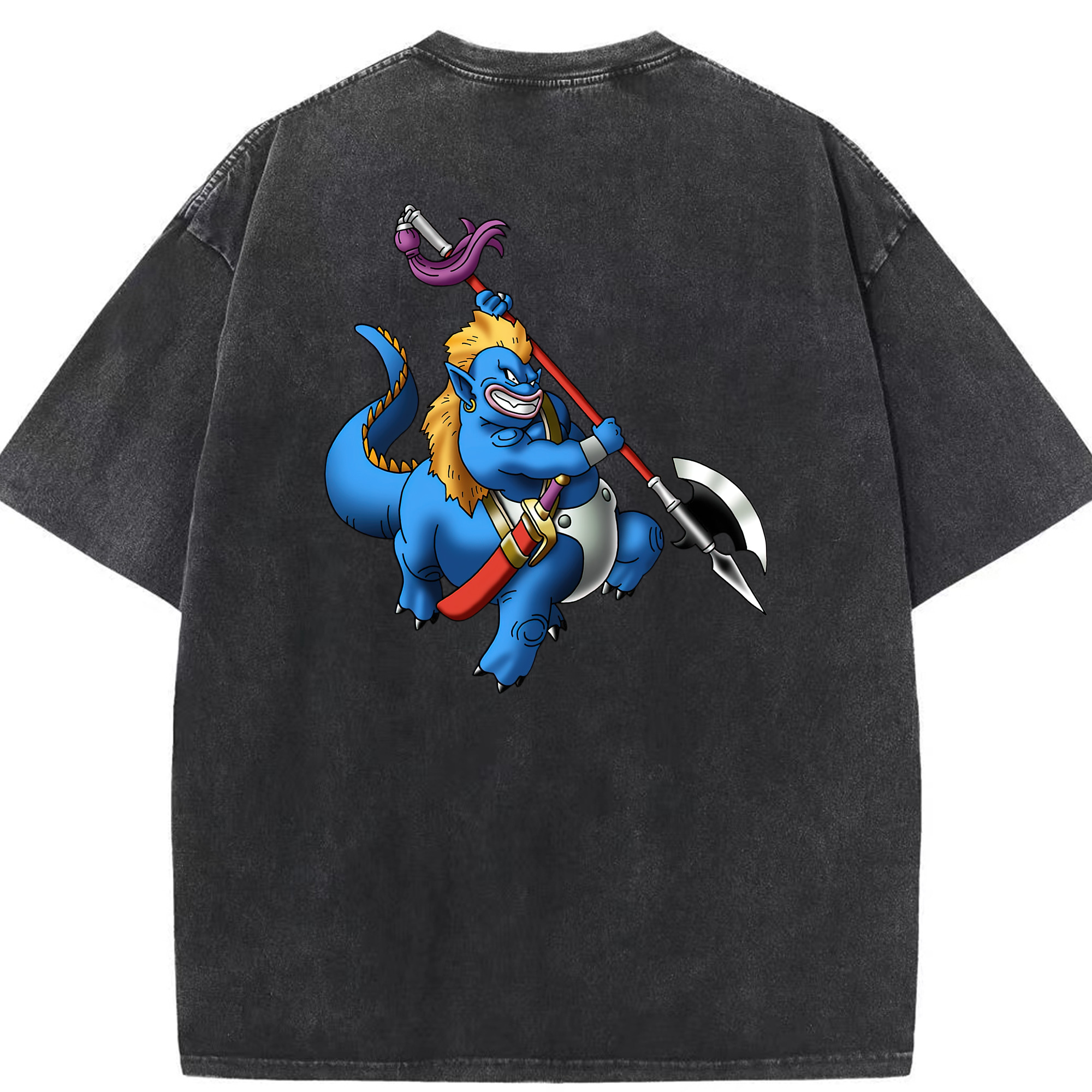 （画像用） ドラゴンクエスト Doragon Kuesuto Dragon Quest 綿100% ヴィンテージ風 半袖Tシャツ（背面プリント）