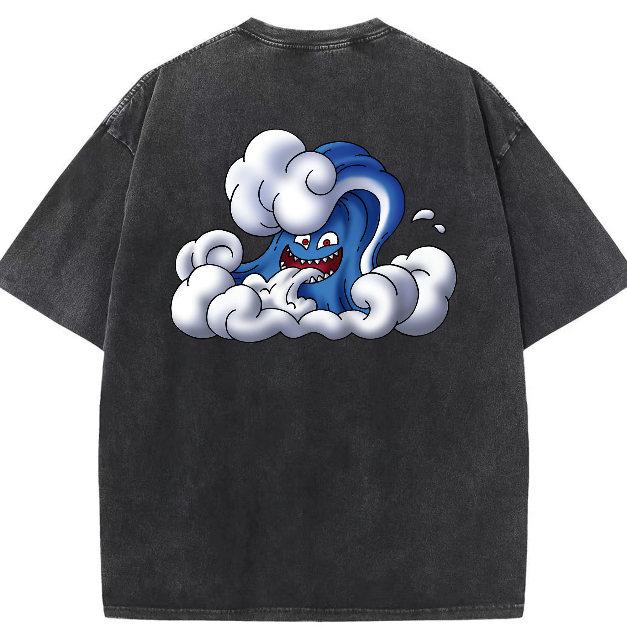 （画像用） ドラゴンクエスト Doragon Kuesuto Dragon Quest 綿100% ヴィンテージ風 半袖Tシャツ（背面プリント）