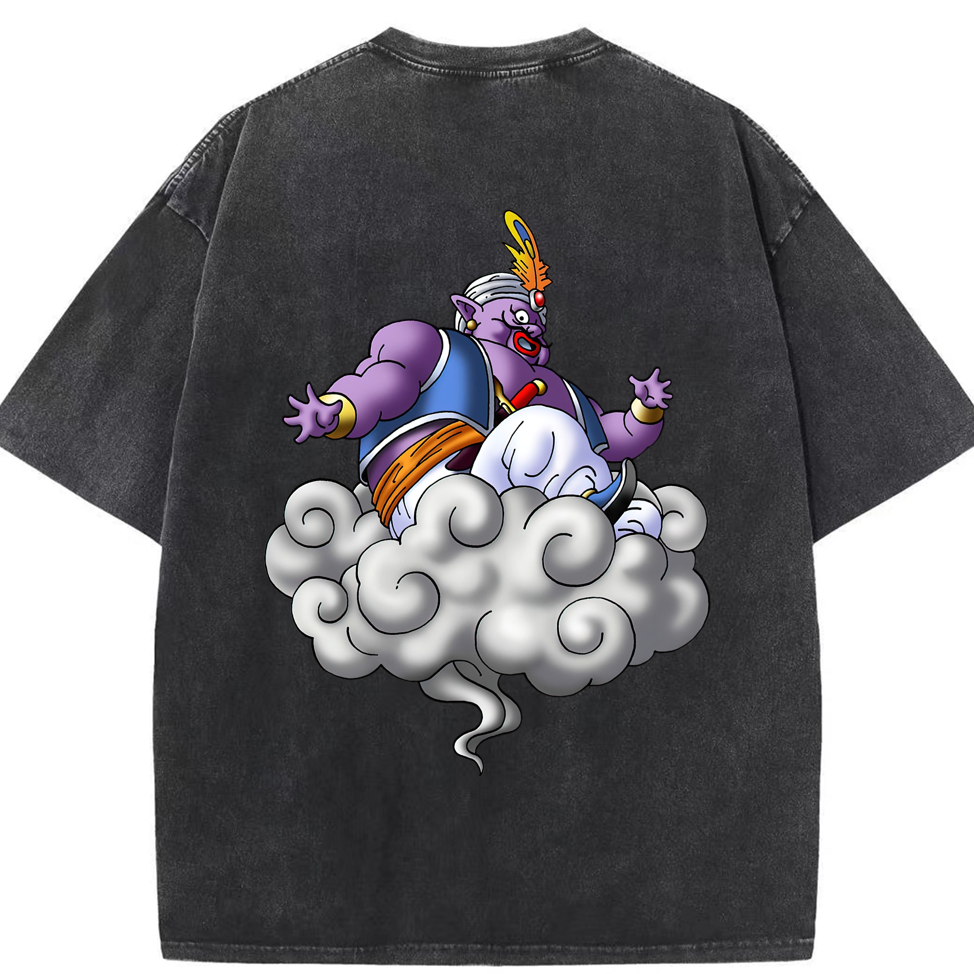 （画像用） ドラゴンクエスト Doragon Kuesuto Dragon Quest 綿100% ヴィンテージ風 半袖Tシャツ（背面プリント）