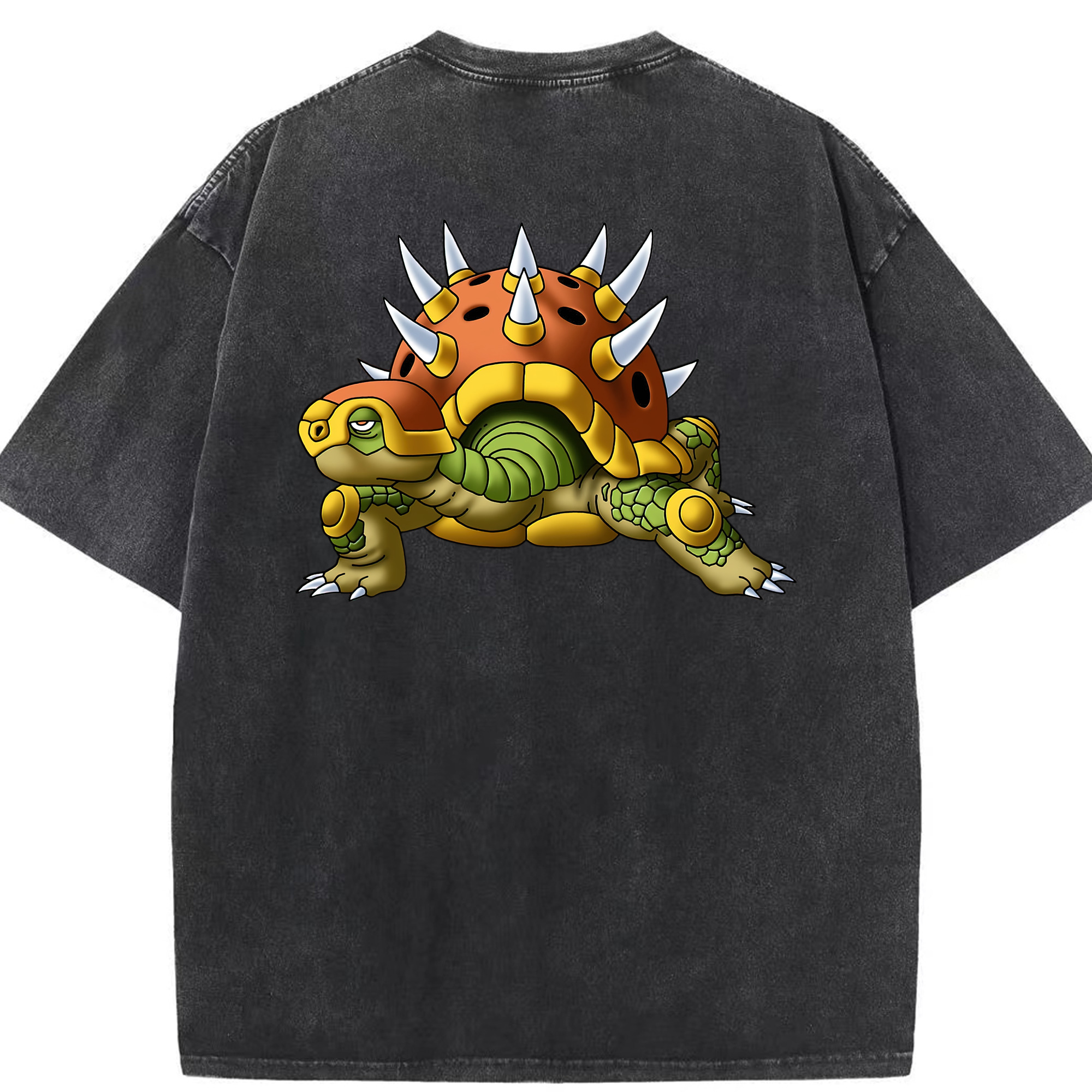 （画像用） ドラゴンクエスト Doragon Kuesuto Dragon Quest 綿100% ヴィンテージ風 半袖Tシャツ（背面プリント）