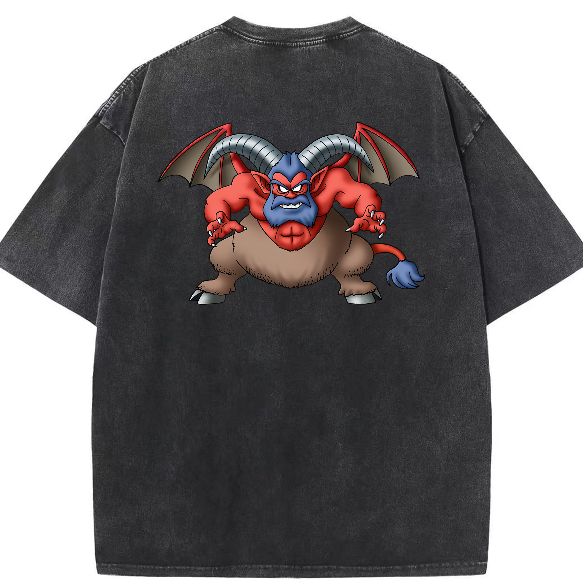 （画像用） ドラゴンクエスト Doragon Kuesuto Dragon Quest 綿100% ヴィンテージ風 半袖Tシャツ（背面プリント）