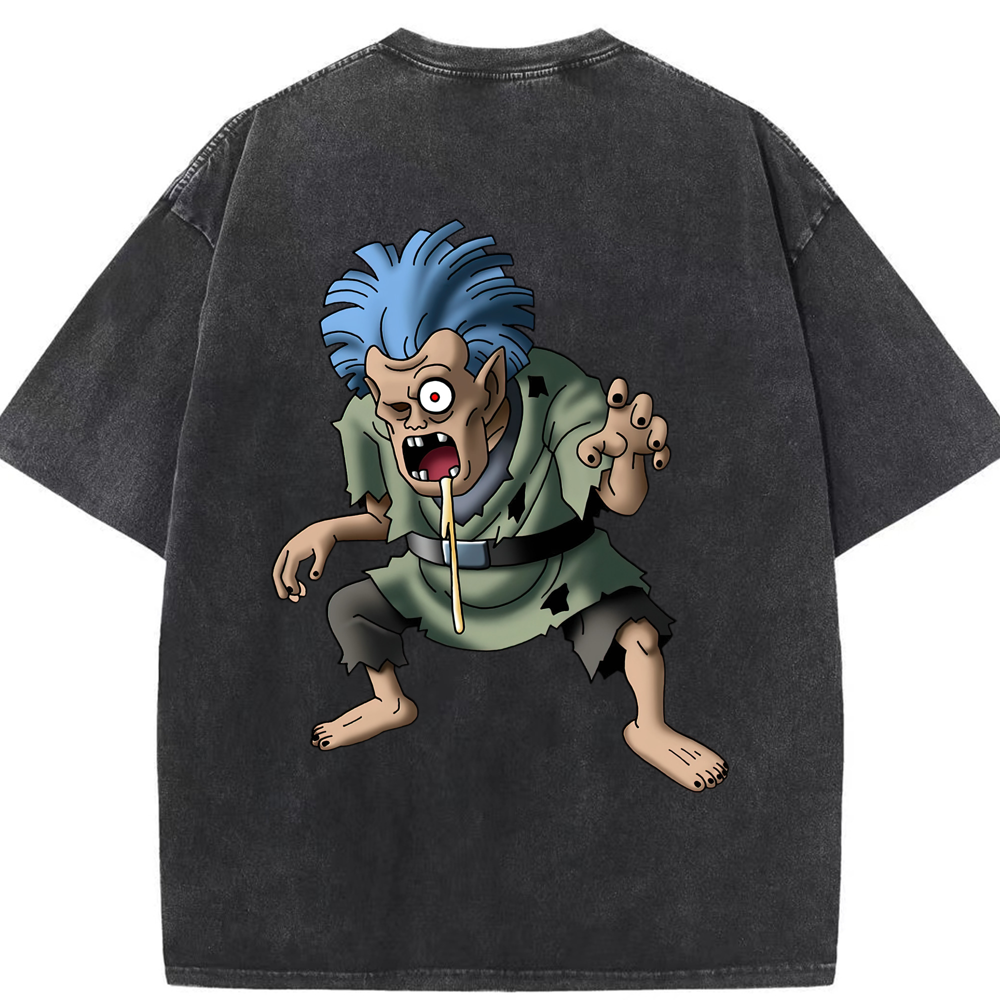 （画像用） ドラゴンクエスト Doragon Kuesuto Dragon Quest 綿100% ヴィンテージ風 半袖Tシャツ（背面プリント）