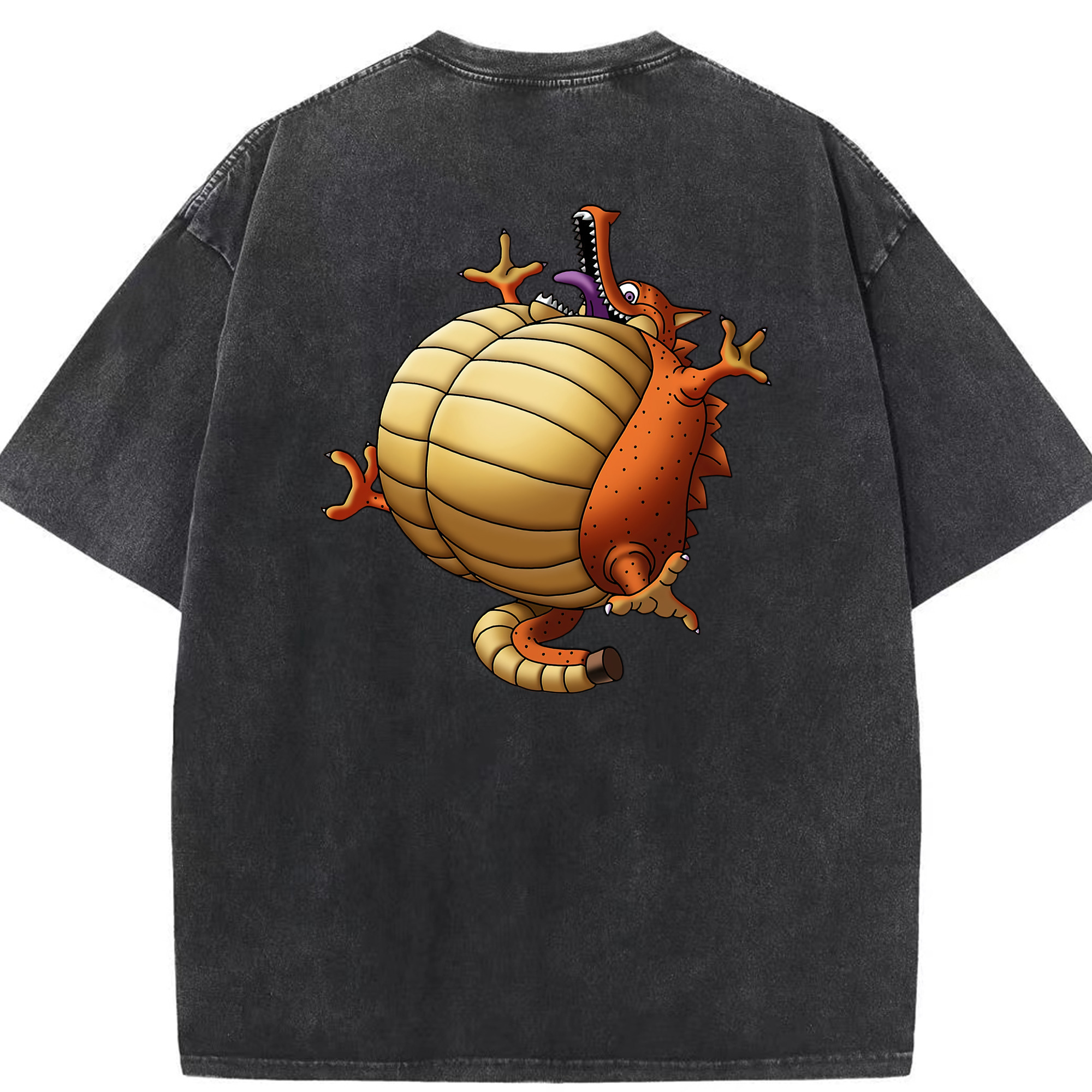 （画像用） ドラゴンクエスト Doragon Kuesuto Dragon Quest 綿100% ヴィンテージ風 半袖Tシャツ（背面プリント）