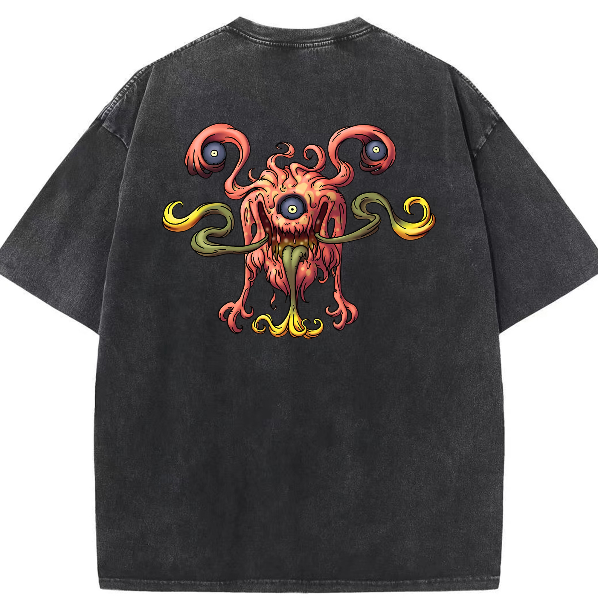（画像用） ドラゴンクエスト Doragon Kuesuto Dragon Quest 綿100% ヴィンテージ風 半袖Tシャツ（背面プリント）