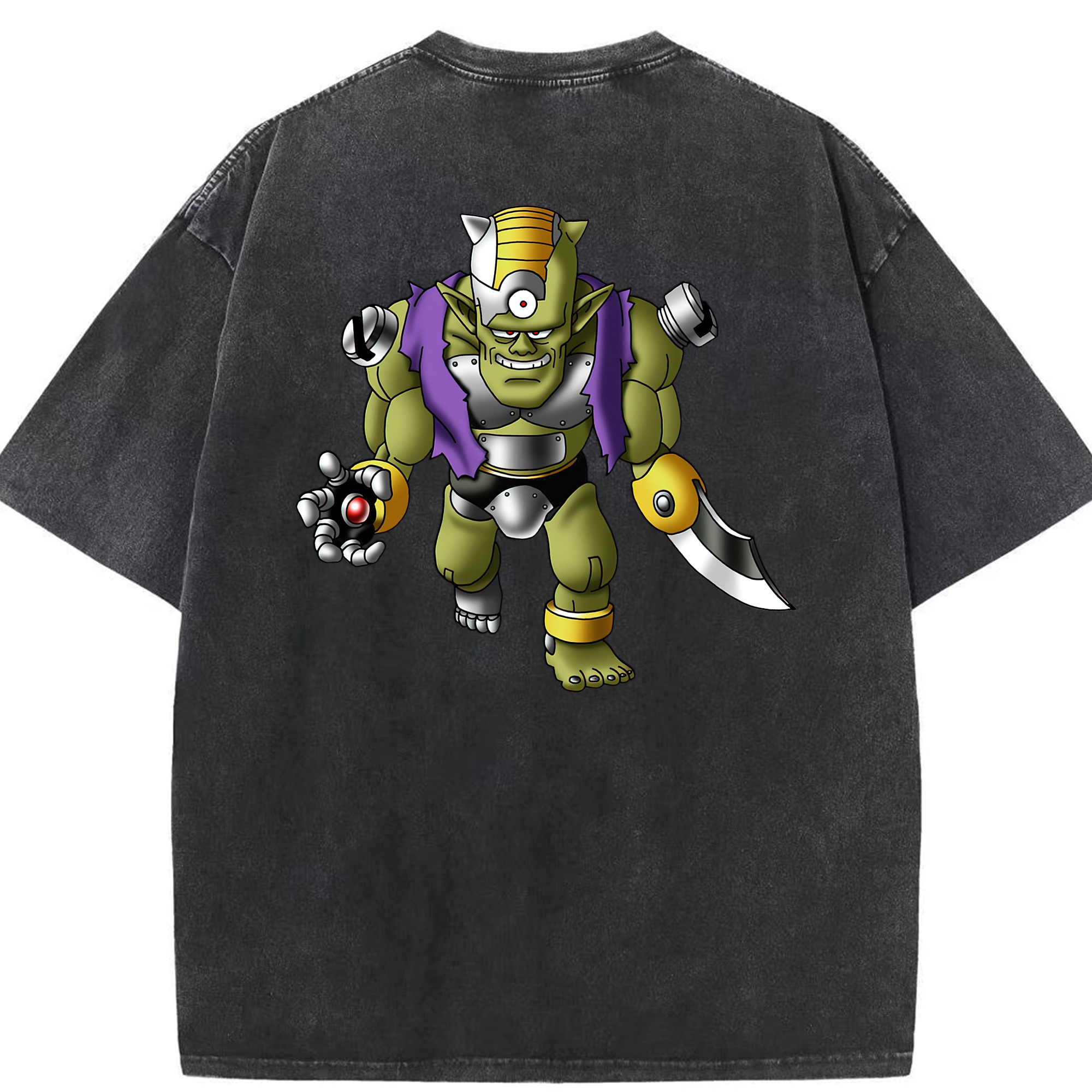 （画像用） ドラゴンクエスト Doragon Kuesuto Dragon Quest 綿100% ヴィンテージ風 半袖Tシャツ（背面プリント）
